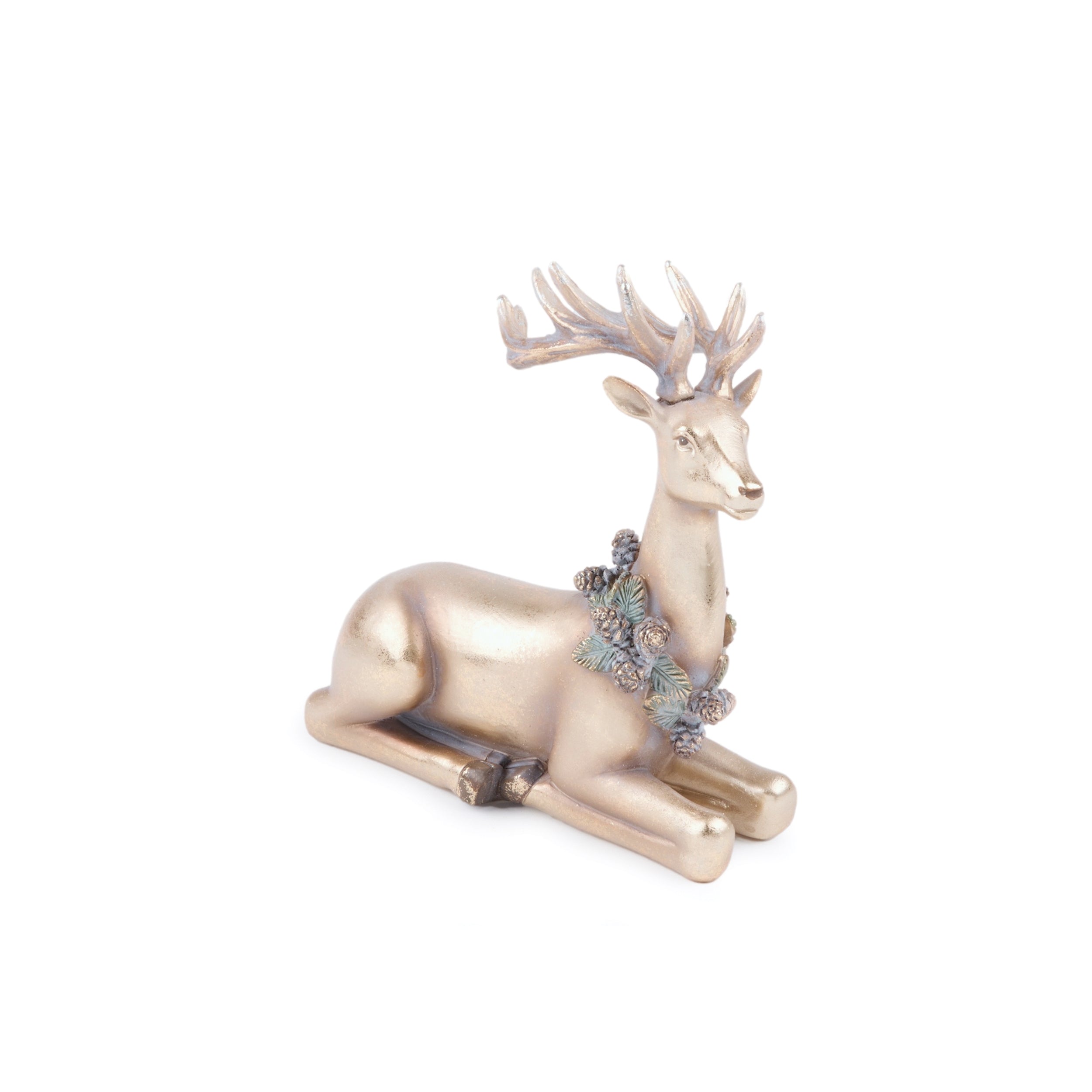 Metallic Deer with Wreath Figurine, Set of 2