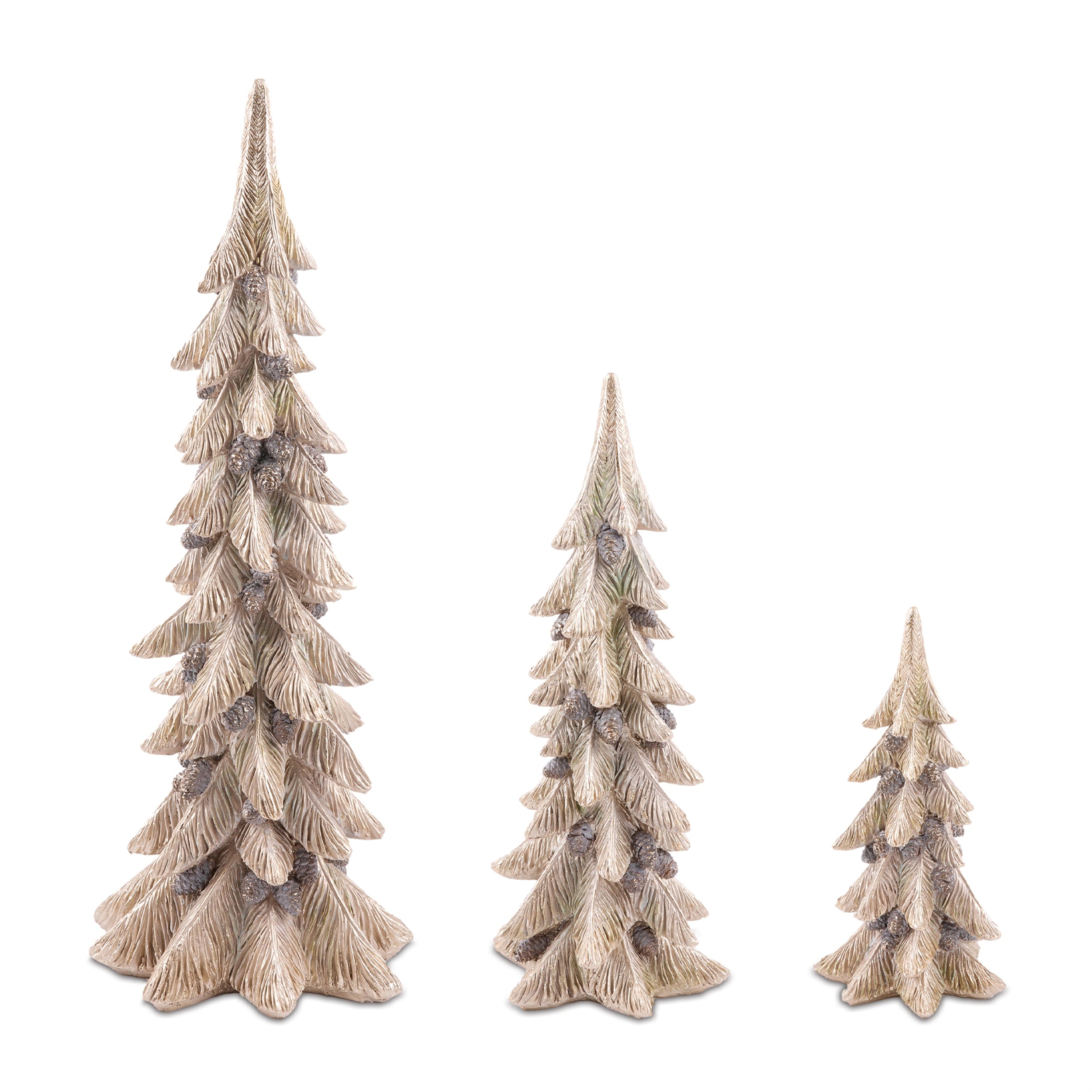 Metallic Pine Tree with Pinecones, Set of 3
