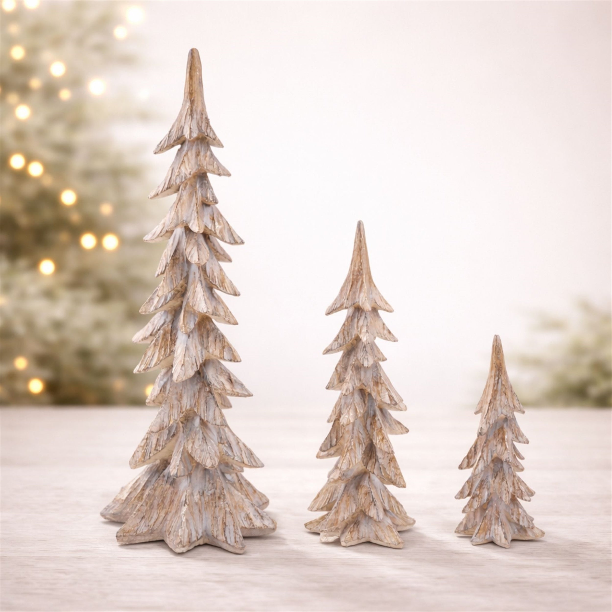 Carved Pine Tree, Set of 3