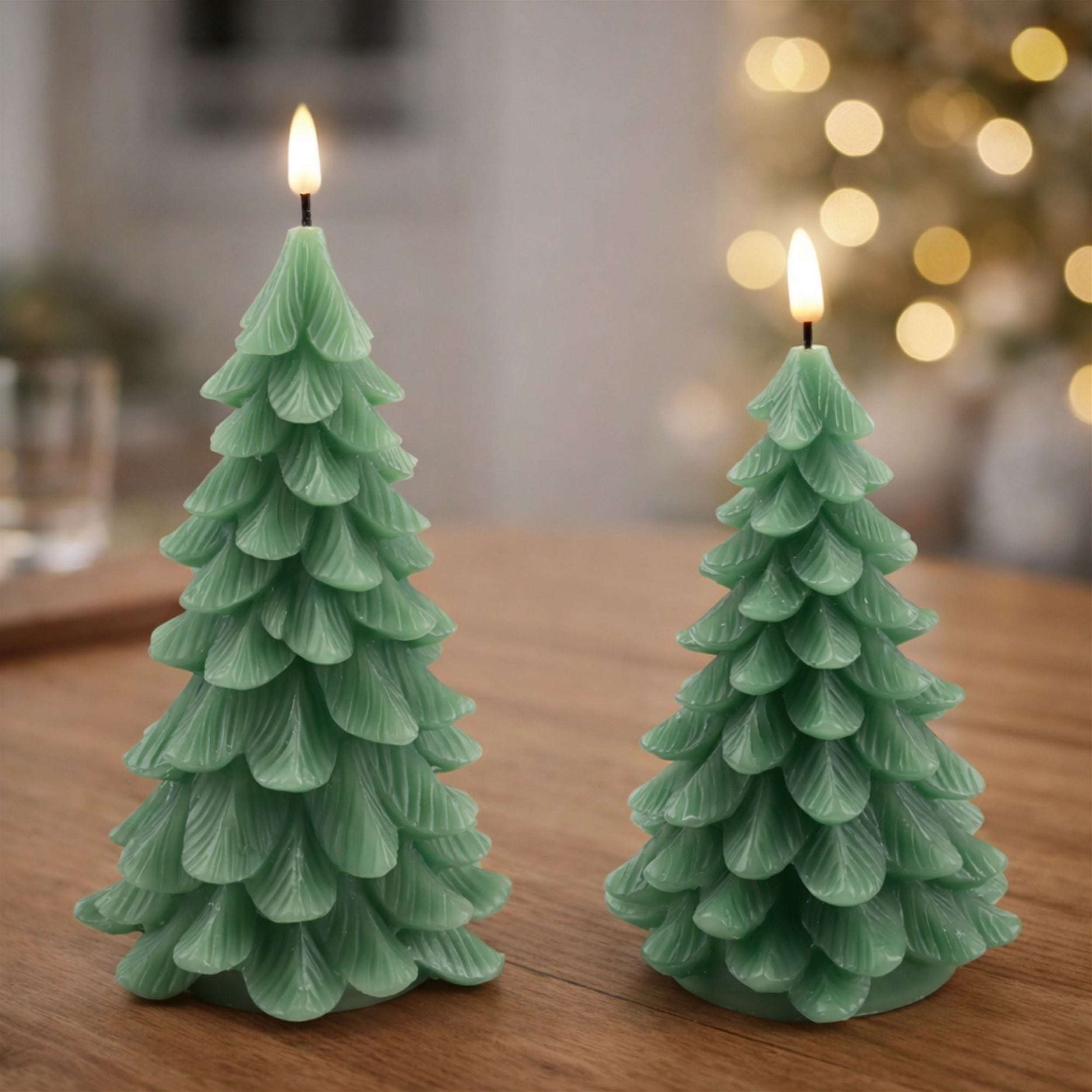 LED Pine Tree Candle, Set of 2