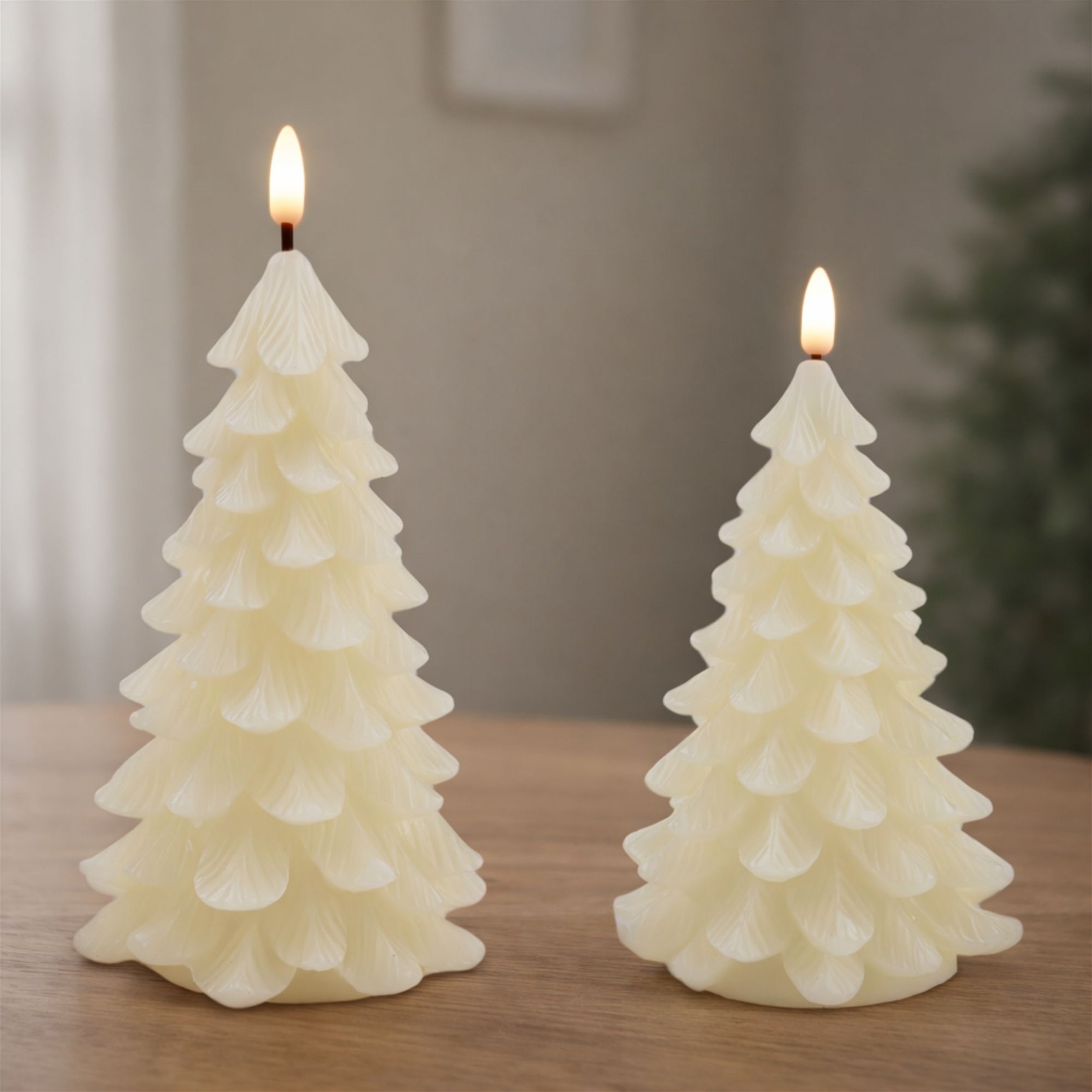 LED Pine Tree Candle, Set of 2