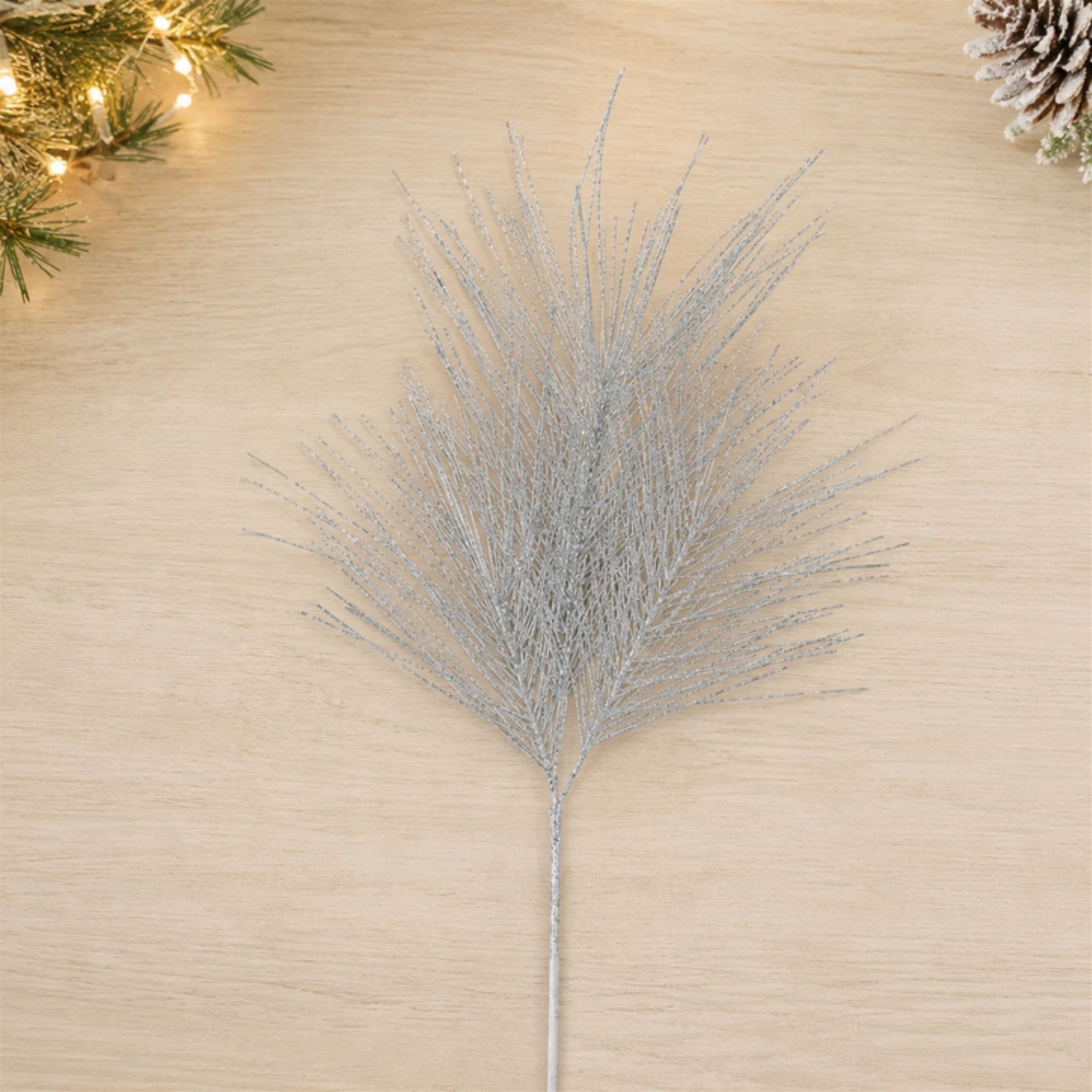 Glittered Pine Spray, Set of 4