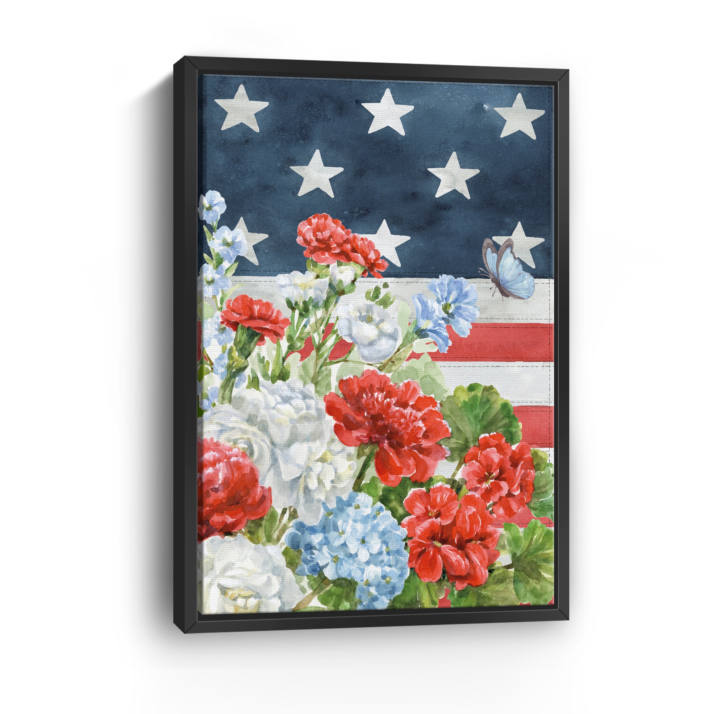 Red White and Blue Floral IV Canvas Giclee