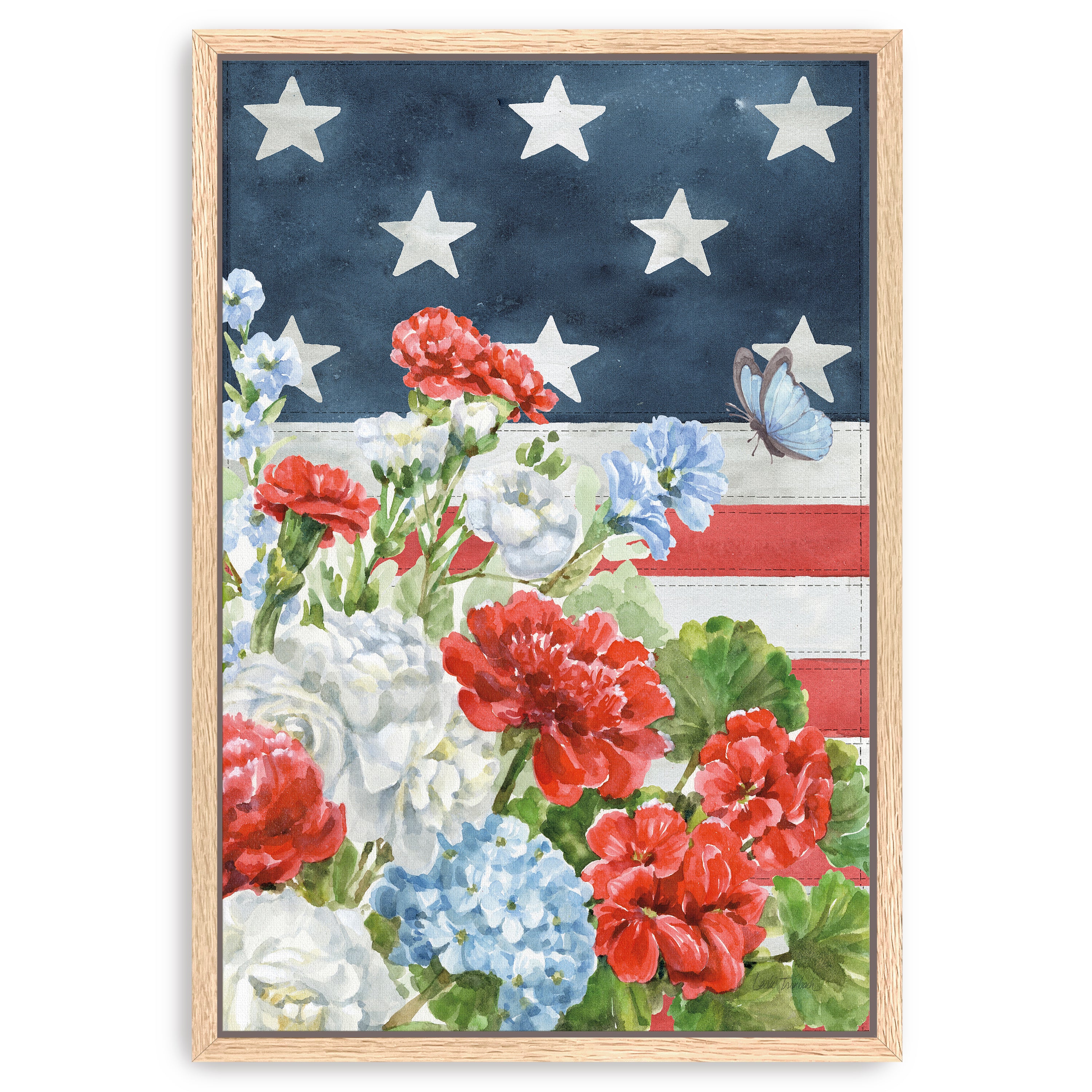 Red White and Blue Floral IV Canvas Giclee