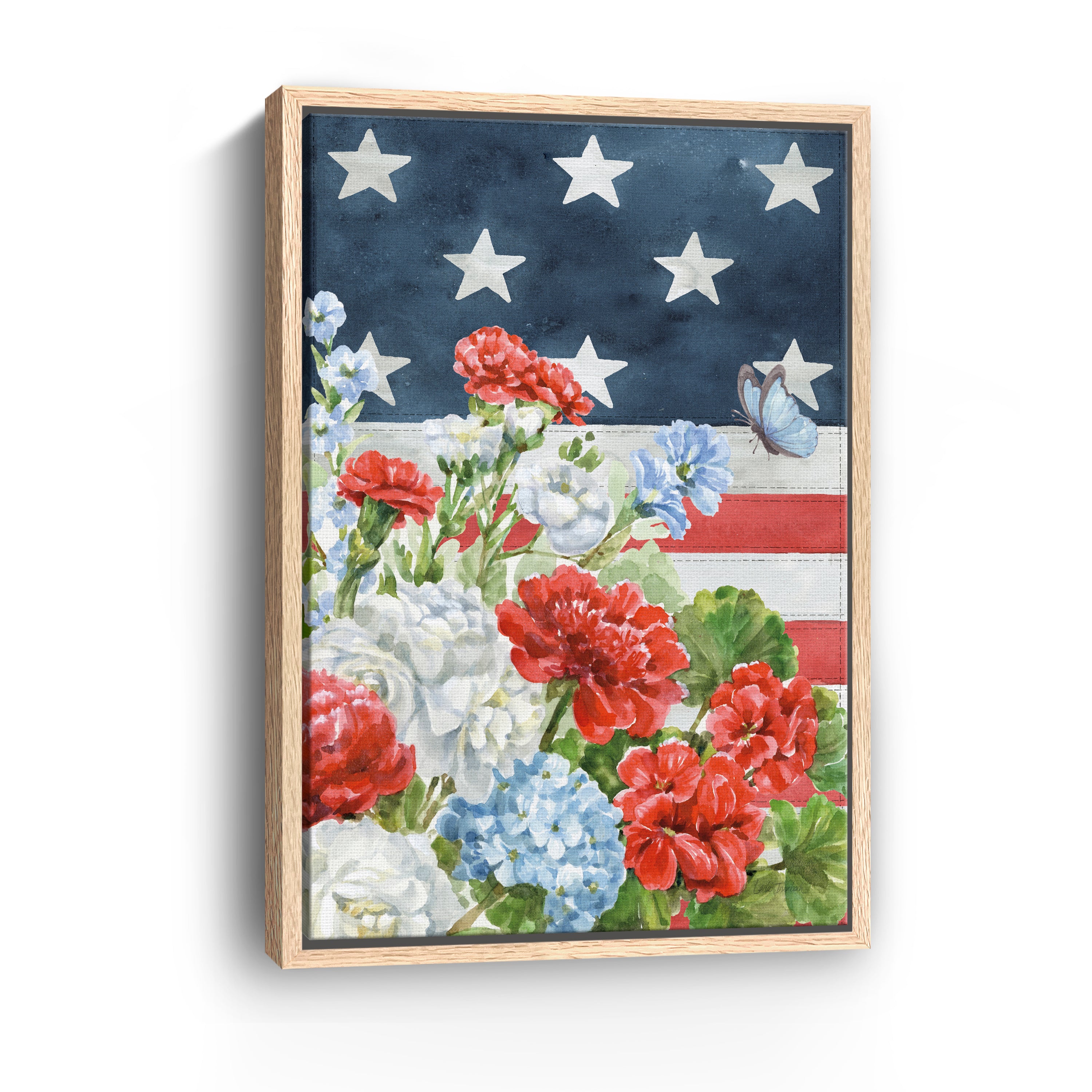Red White and Blue Floral IV Canvas Giclee