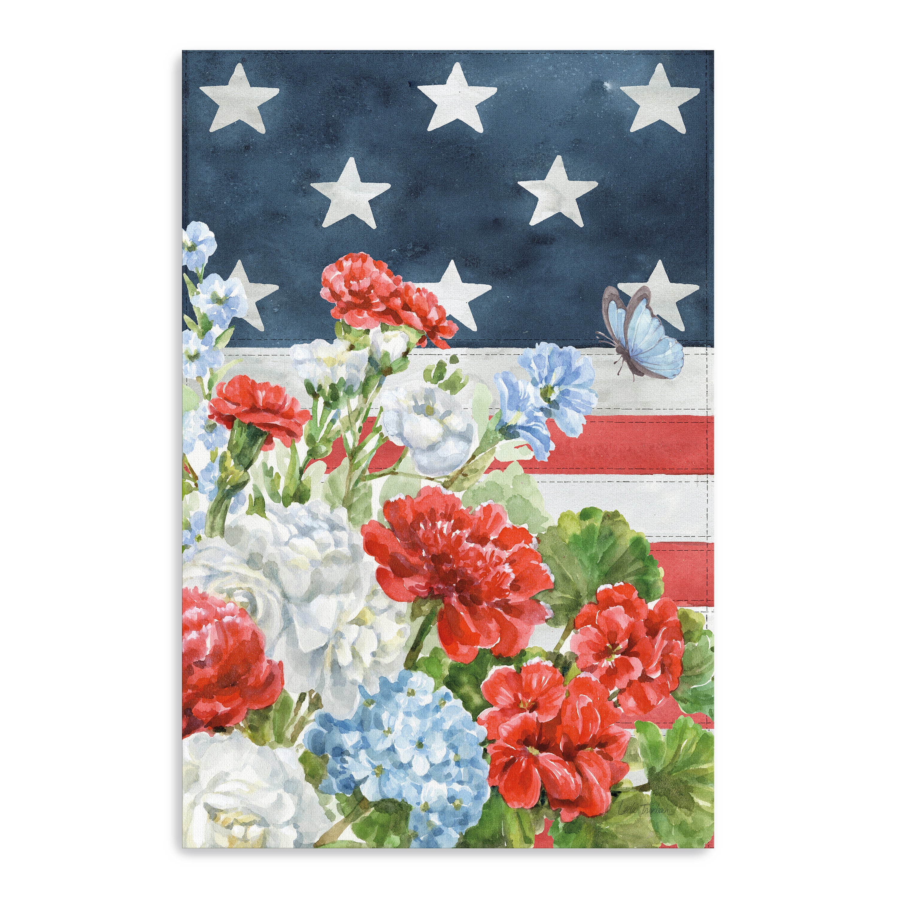 Red White and Blue Floral IV Canvas Giclee