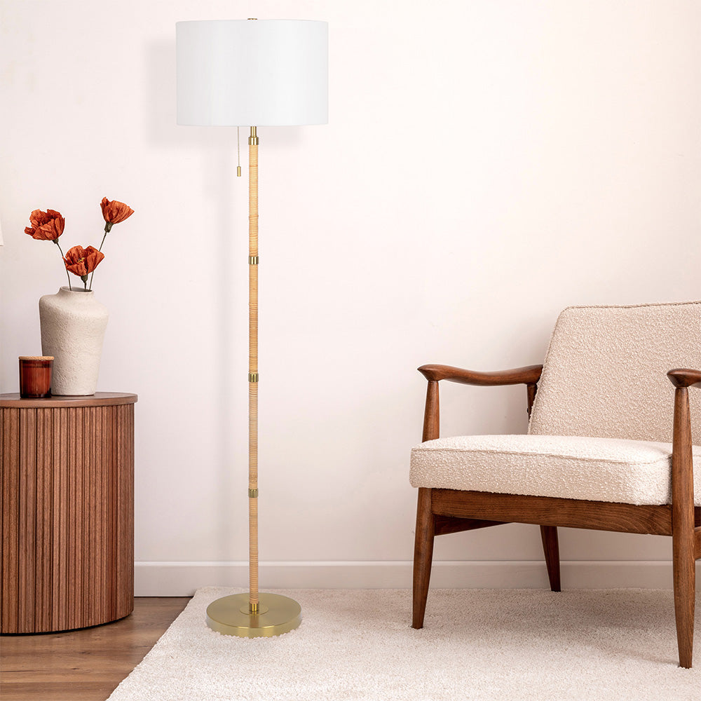 61.5" Floor Lamp with Linen Shade and Pull Chain Switch