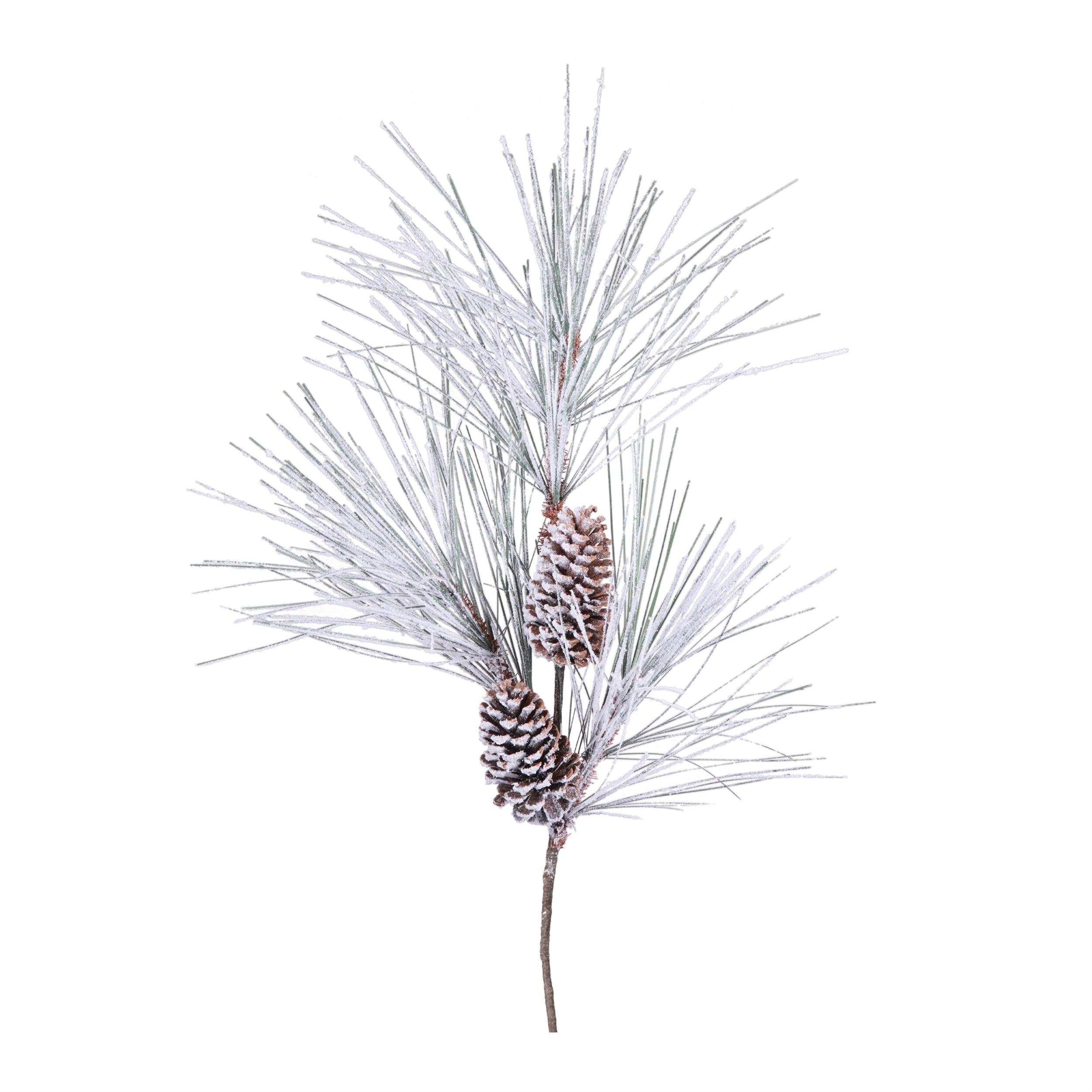 Flocked Long Needle Pine Spray, Set of 4