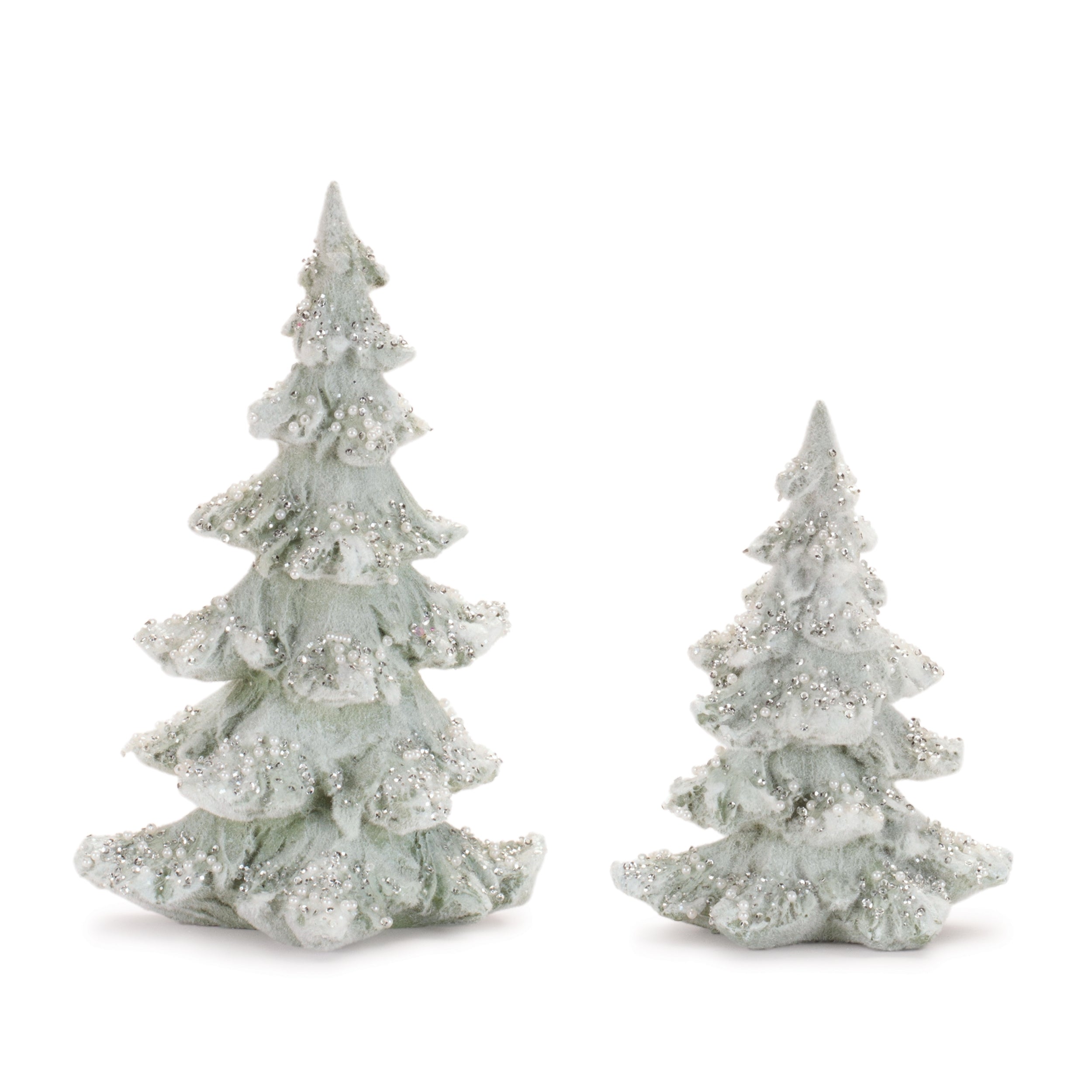 Beaded Frosted Christmas Trees, Set of 2