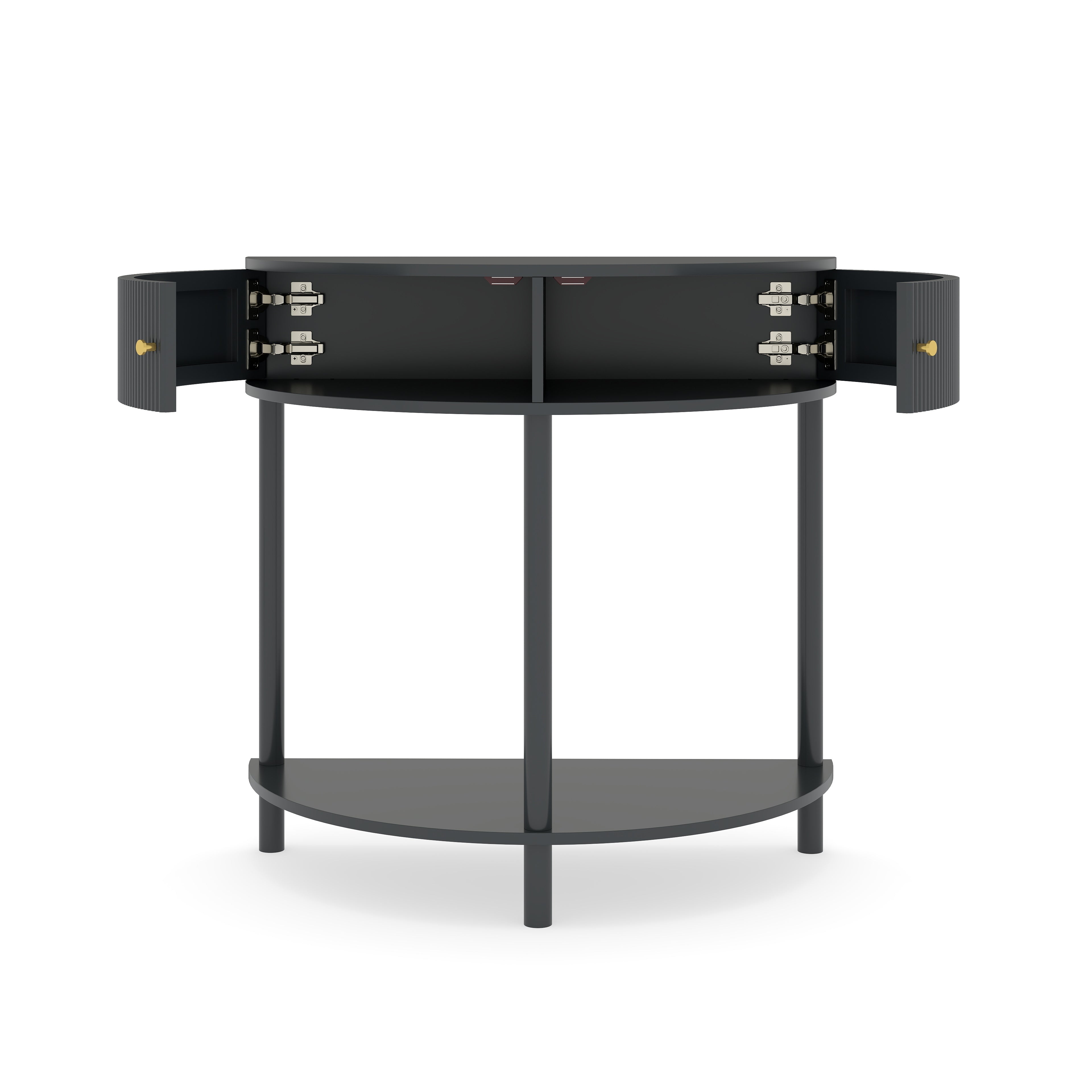 Artisan-Crafted Wave-Pattern Demi-Lune Console Table