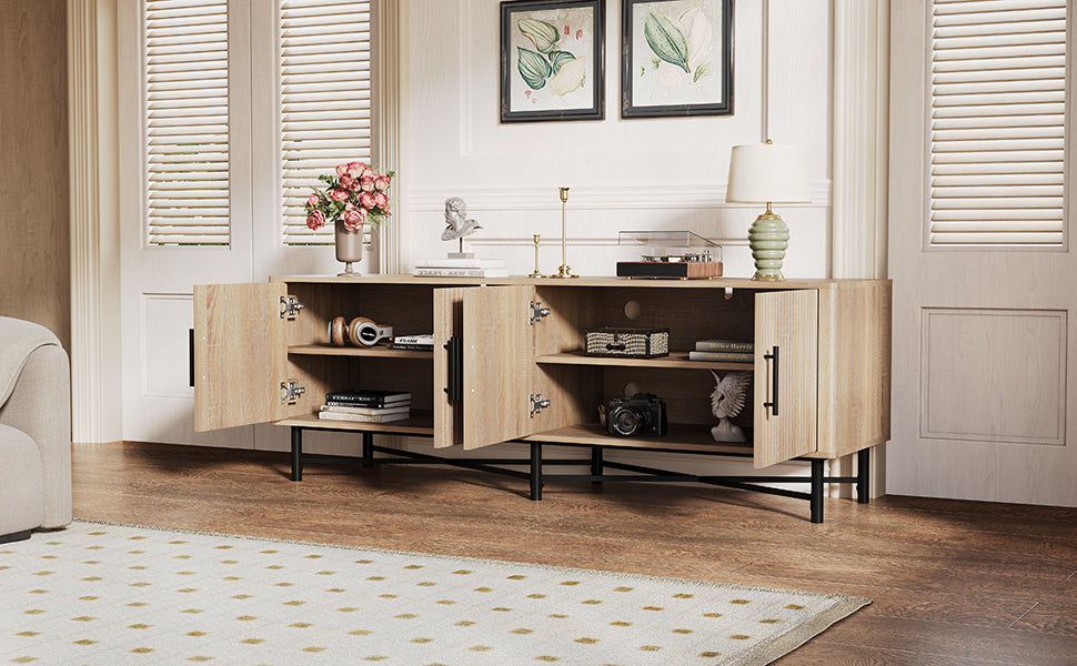 4-Door Fluted Low TV Cabinet