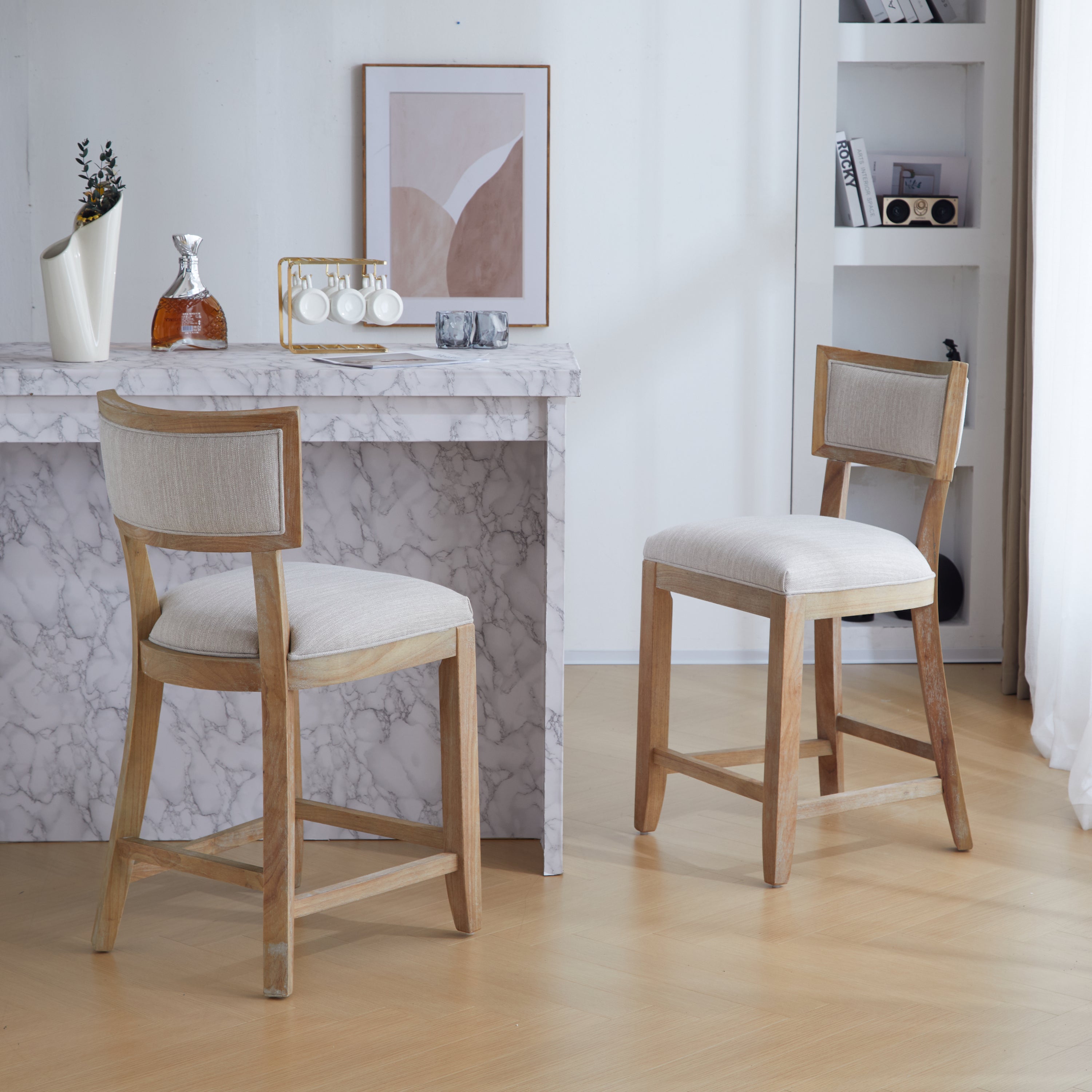 Natural Counter Stools, Set of 2