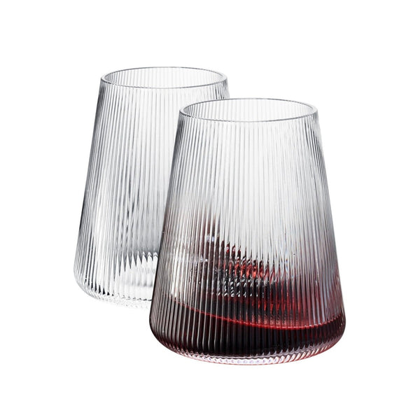 Stemless Ribbed Wine Glasses Set of 2