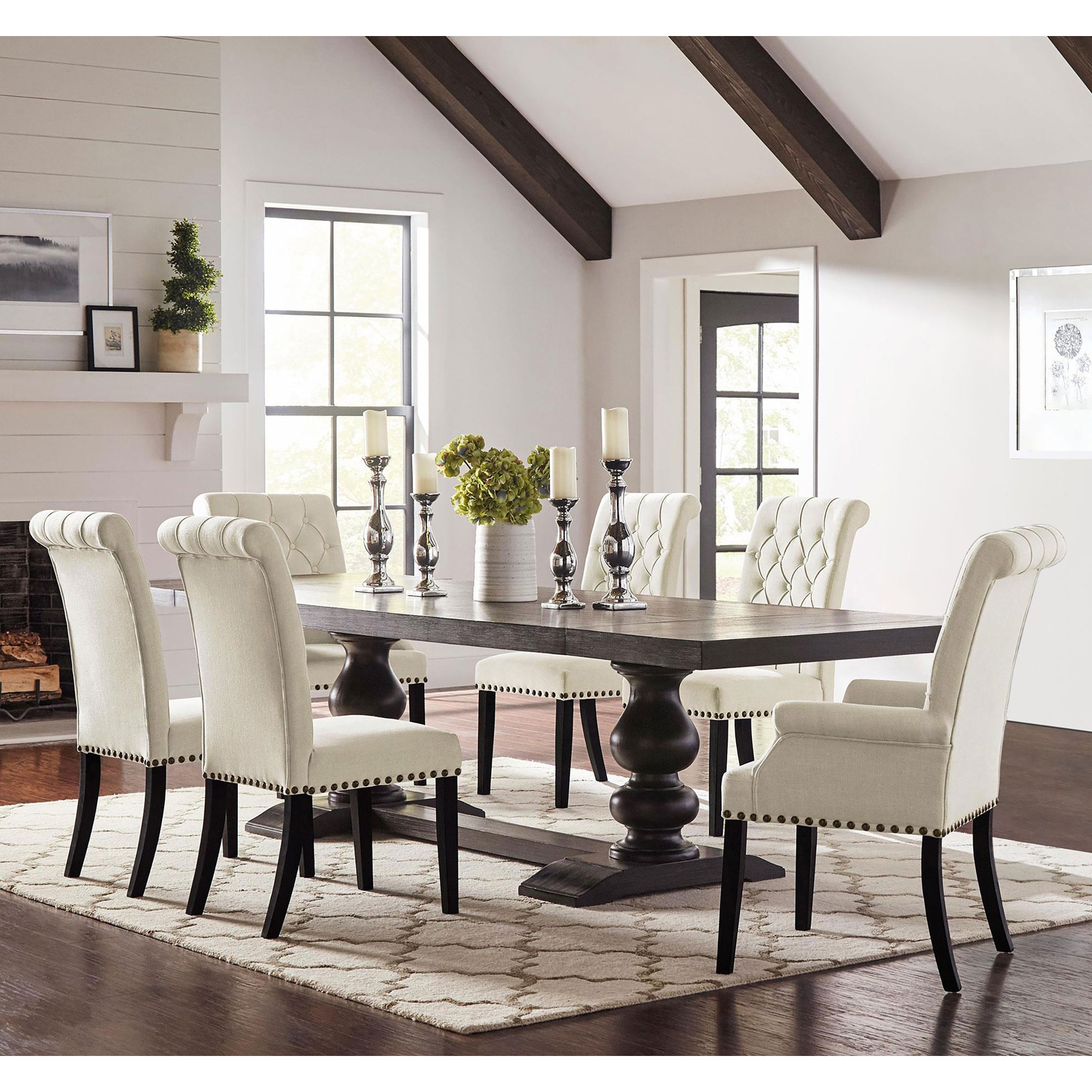 Vallerie Antique Noir and Beige Black 5-Piece Dining Set