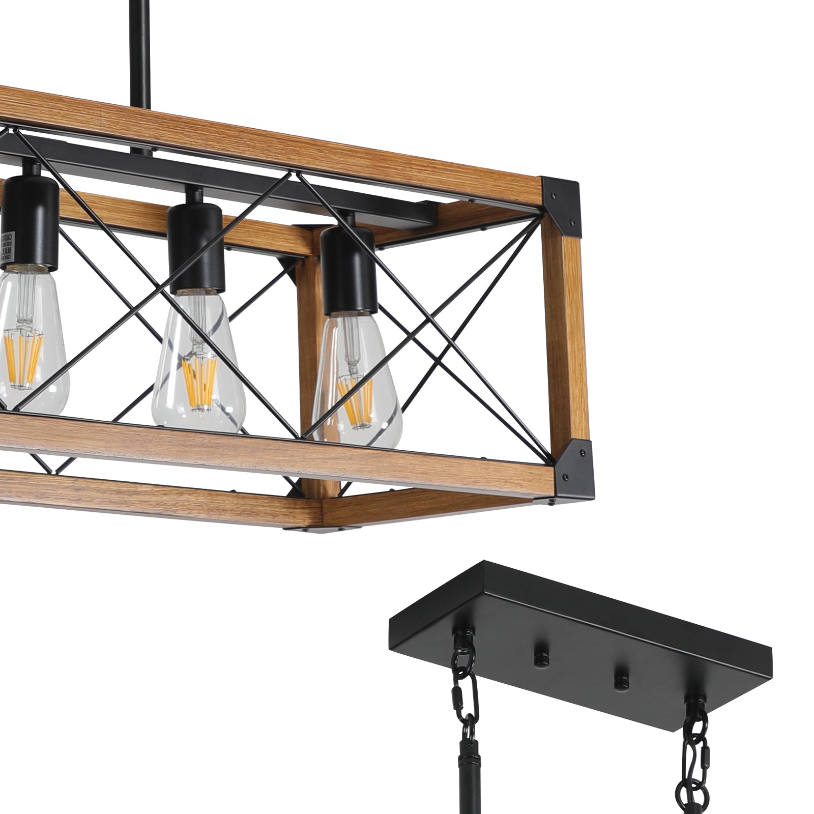 32" Rectangle Pendant Light with 5 Lights and Adjustable Height Boom
