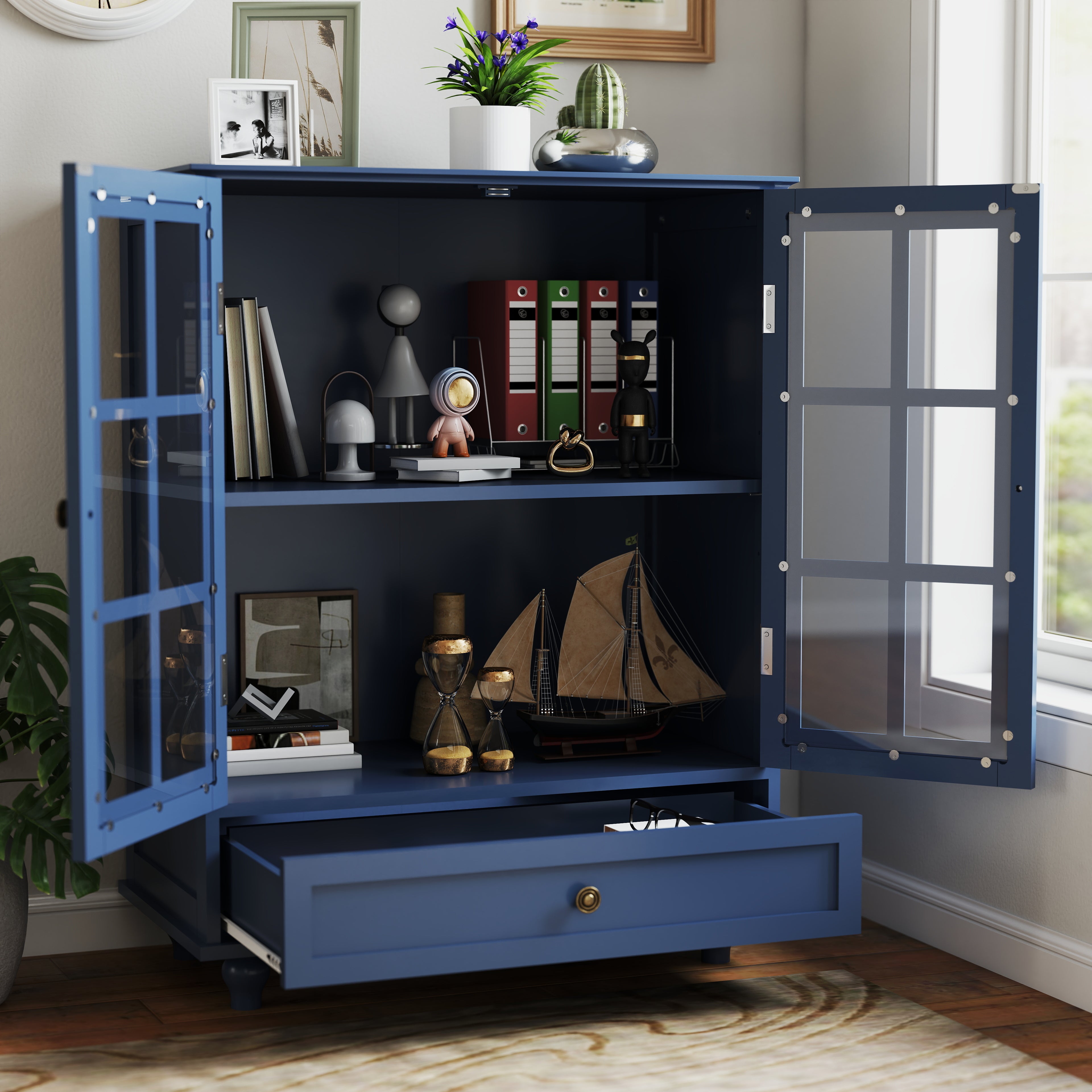 Double Glass Door Accent Cabinet