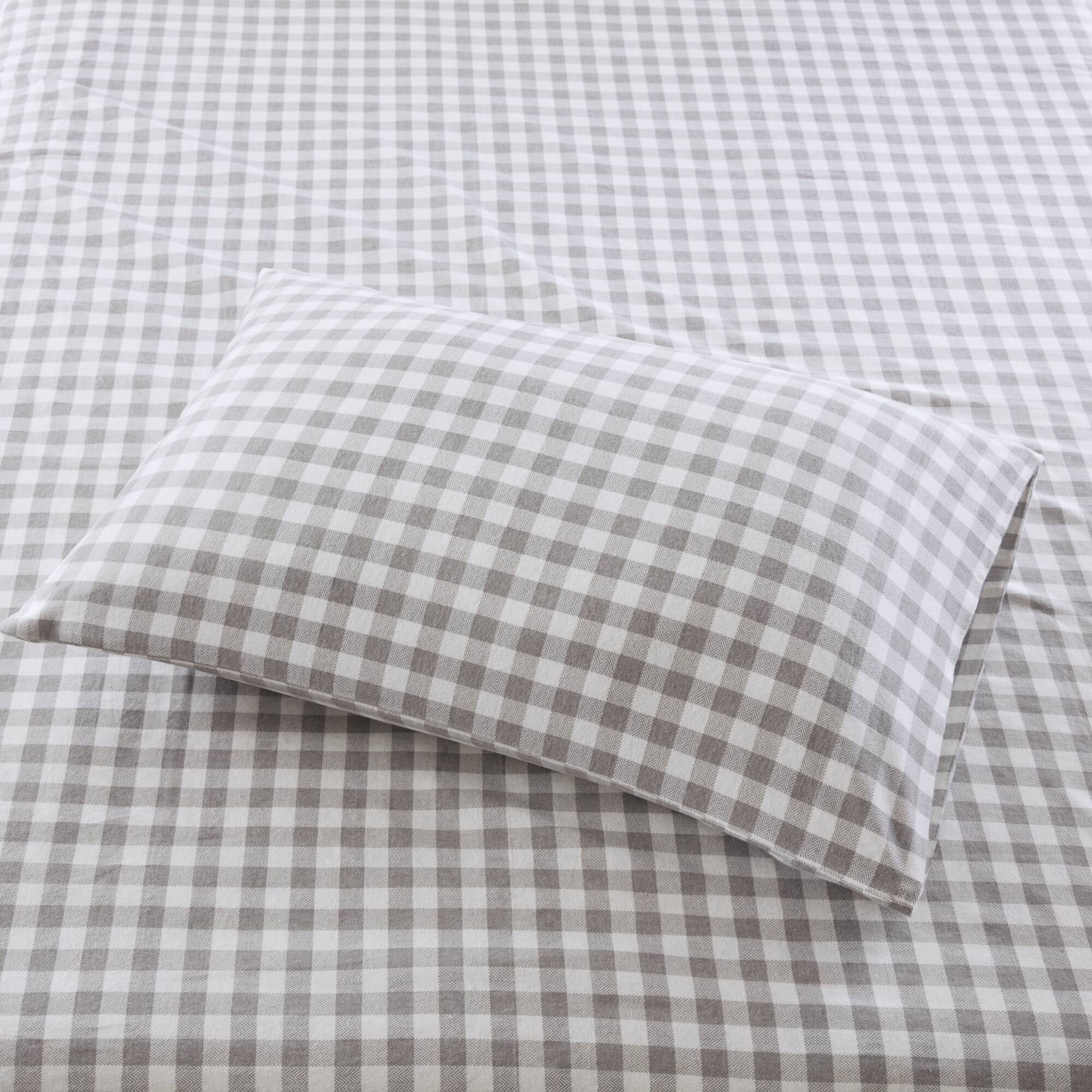 Gray Herringbone Check Printed Sheet Set