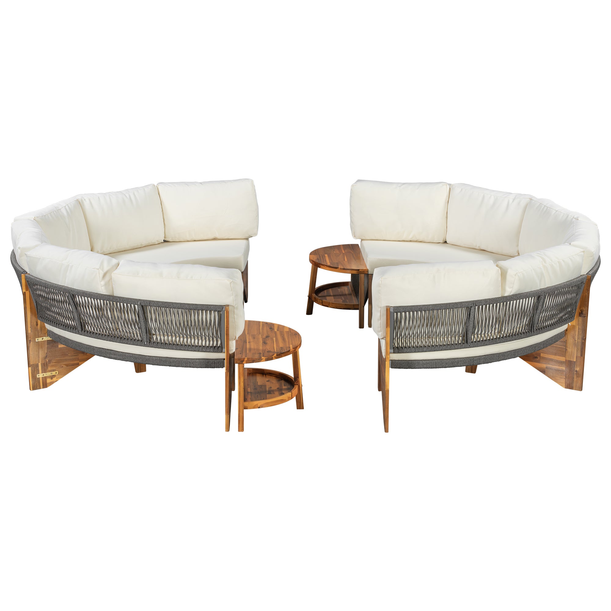 3-Piece Outdoor Semi-Circle Sofa Set for 6