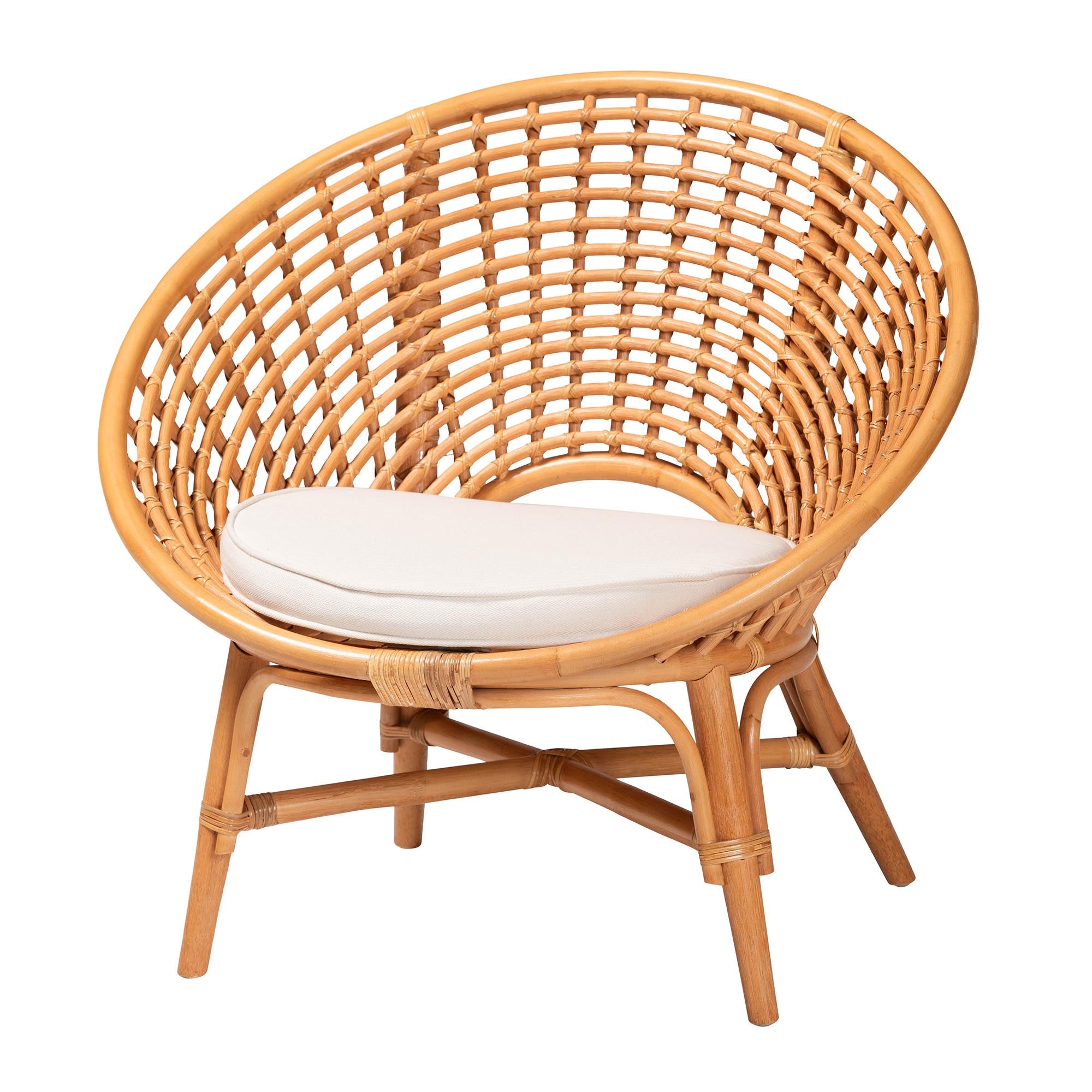 Isla Scoop Rattan Lounge Chair with Rounded Frame