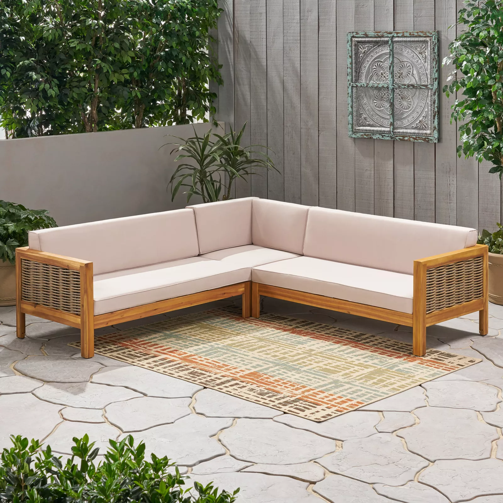 3-Piece Outdoor Seating Set with Corner Seat, Left Arm and Right Arm Sofa