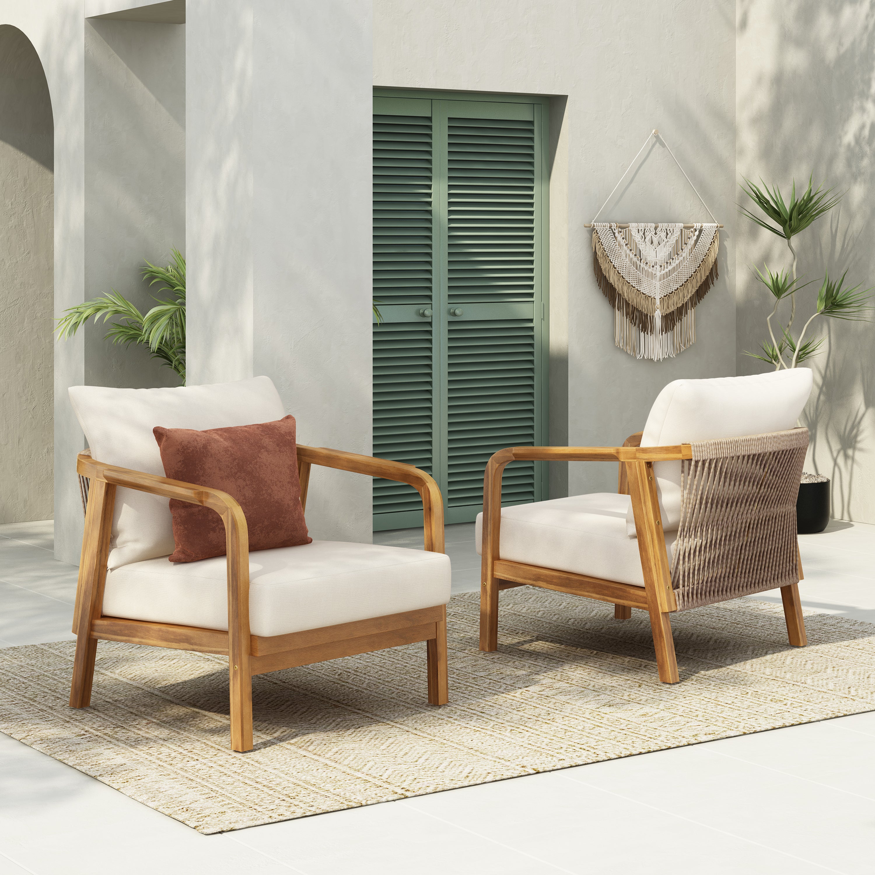 Calder Outdoor Lounge Chair with Woven Backrest