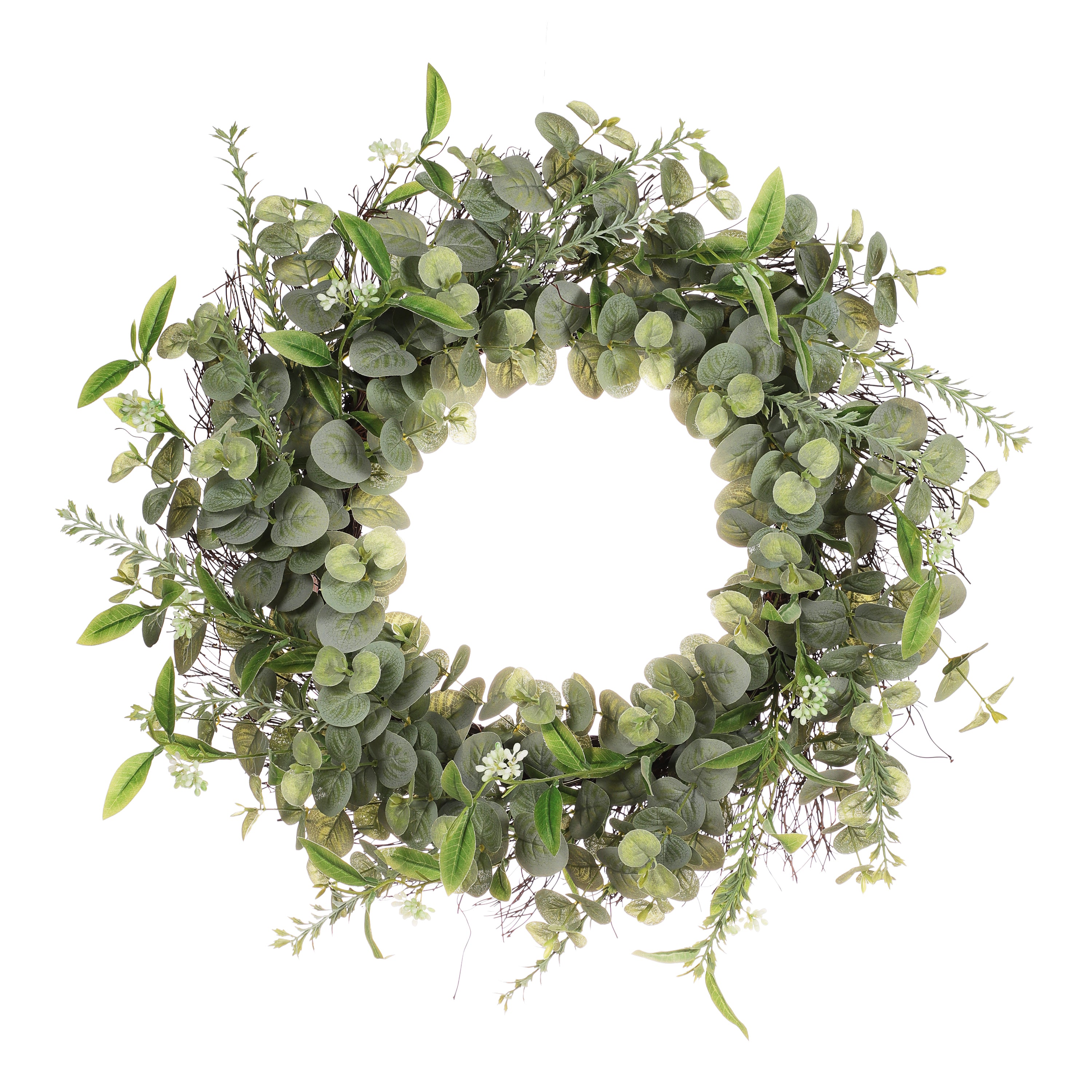 24" Artificial Eucalyptus  Spring Wreath With Green Leaves