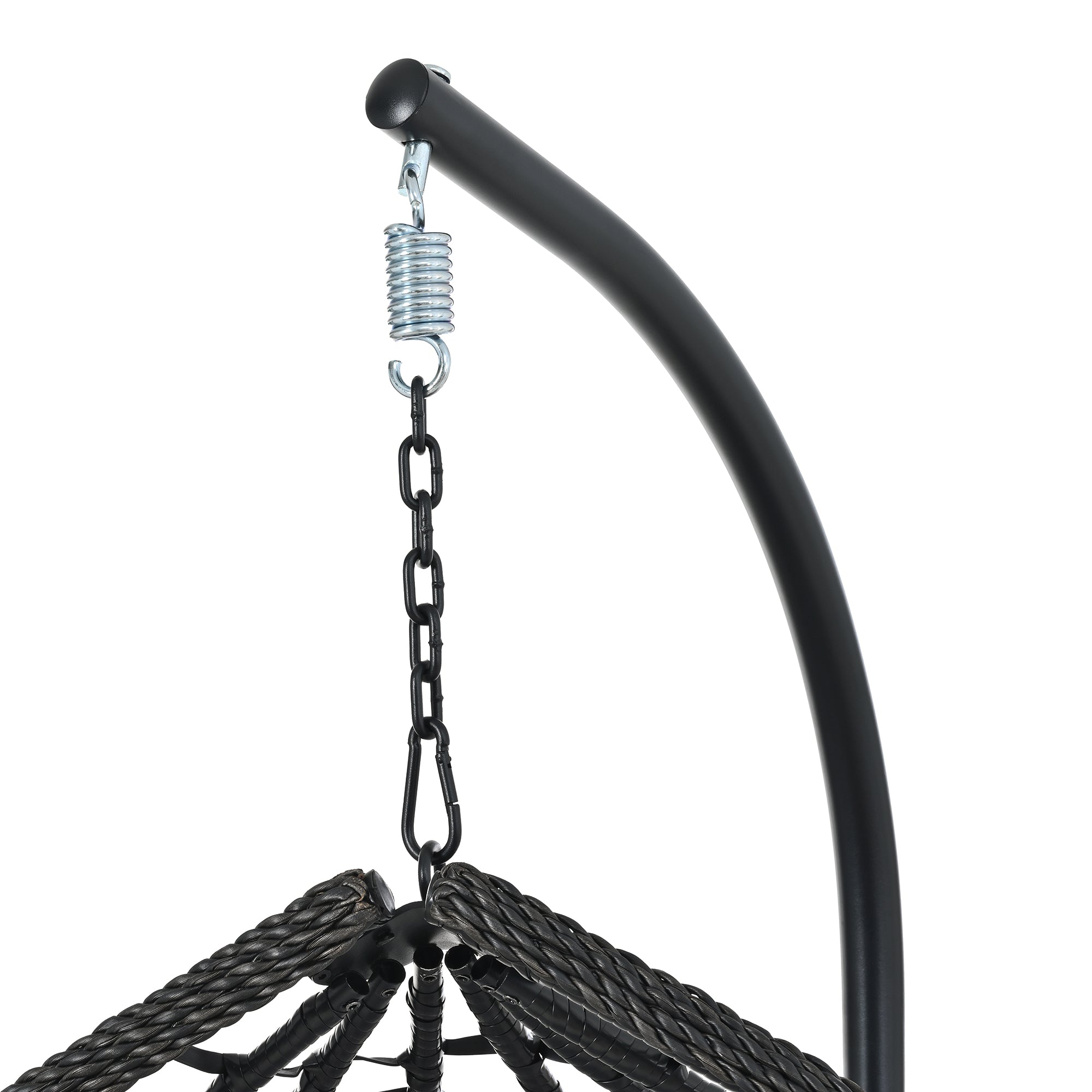 Foldable Rattan Egg Swing Chair with Iron Frame, Plush Cushion & Removable Headrest