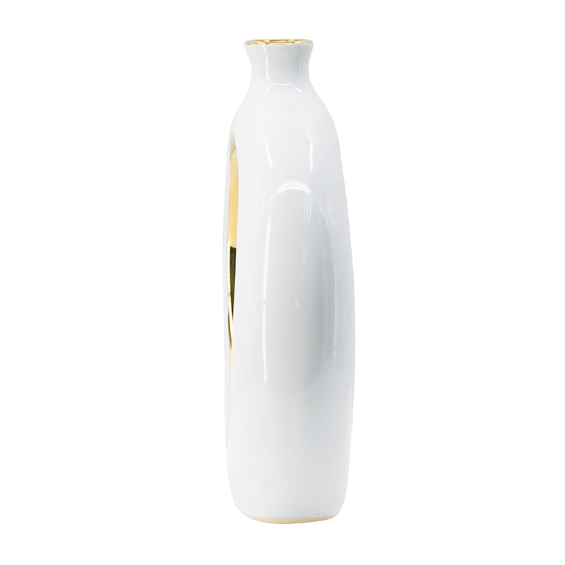 White and Hold Hollow Center Round Vase
