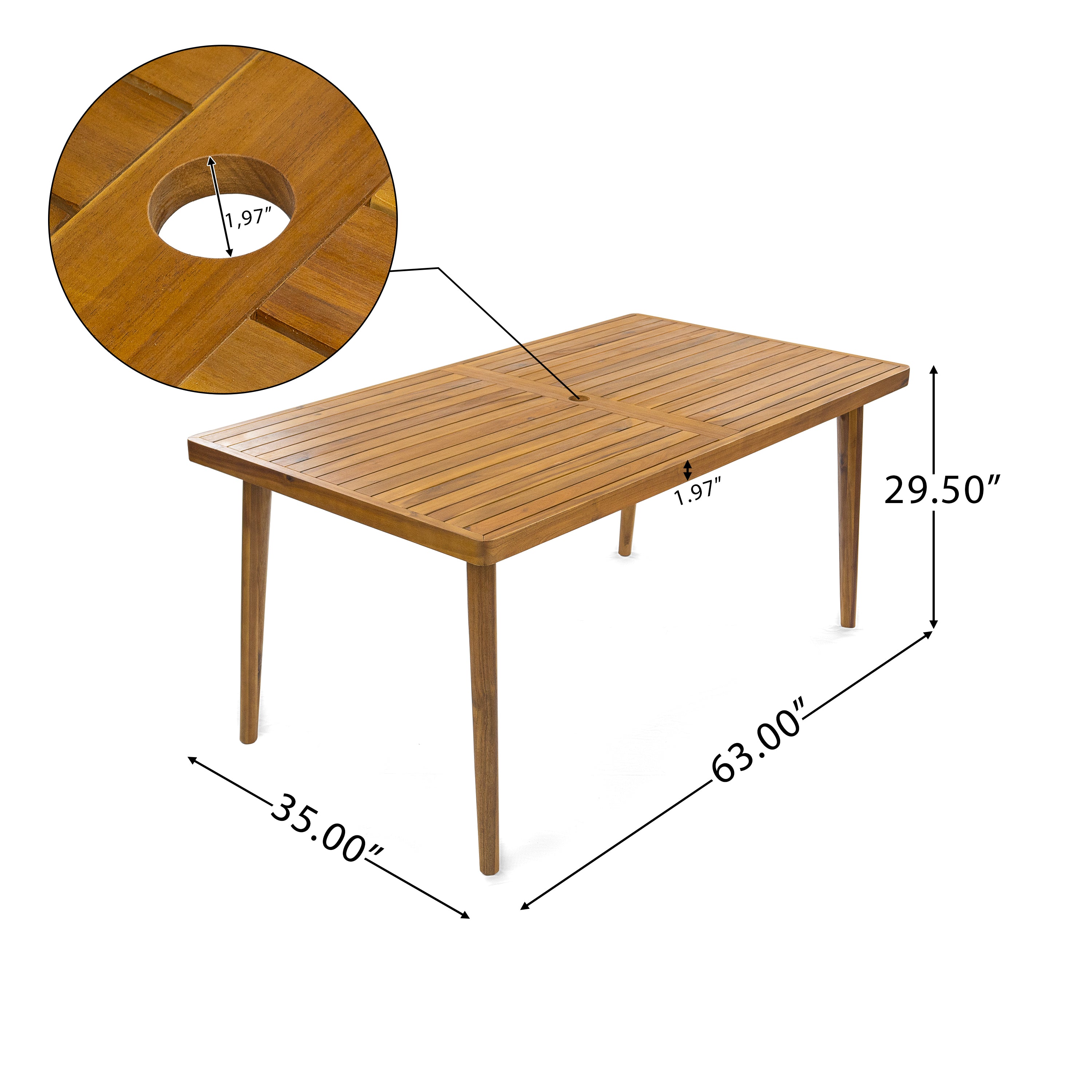 Magnesite 3-Piece Outdoor Dining Set with 2 Curved Chairs and Wood Table