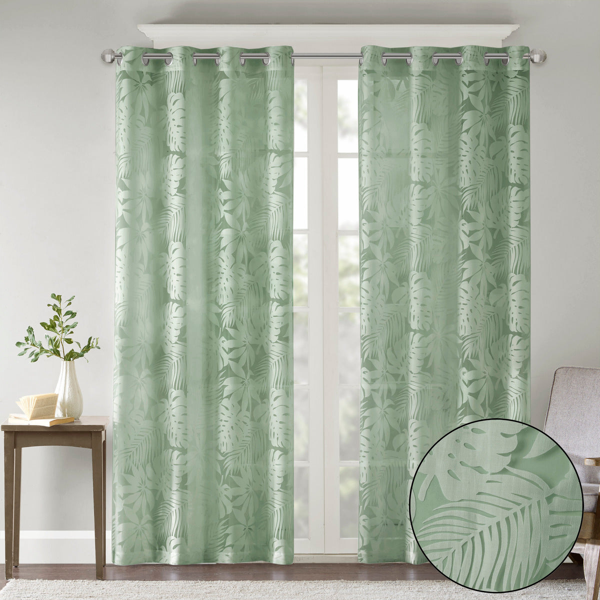 Palm Leaf Burnout Window Sheer