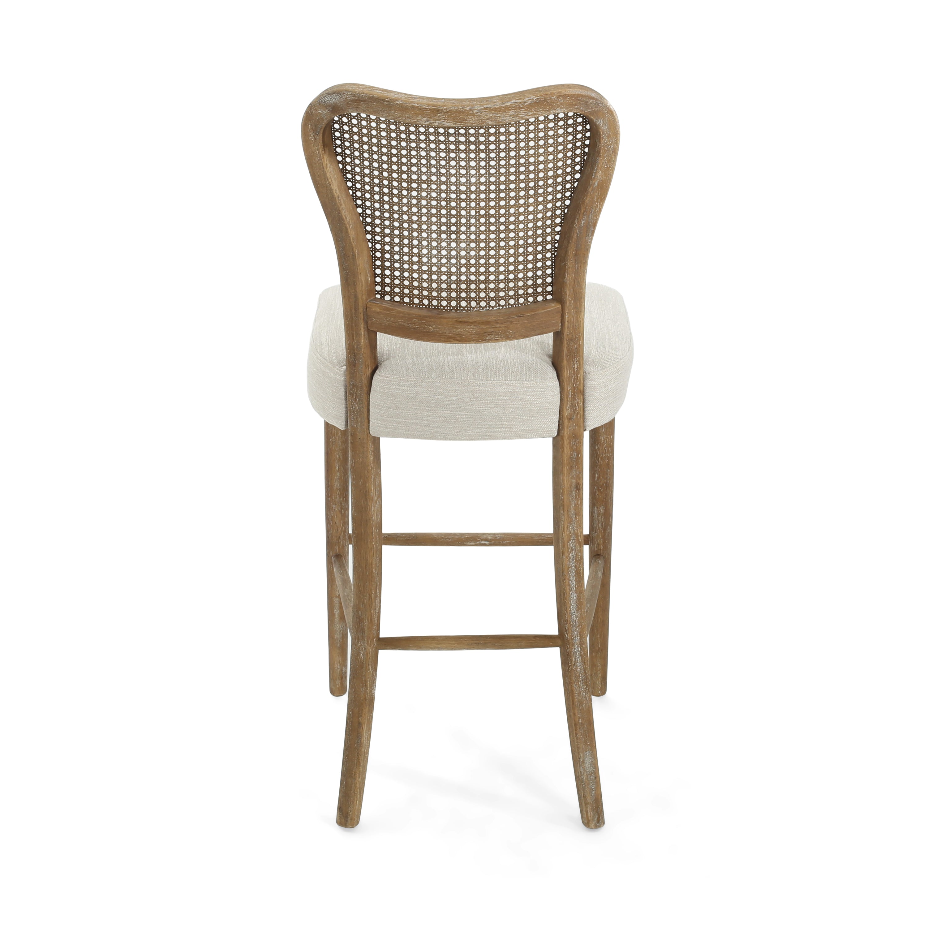 Cane-Back Upholstered Bar Stools, Set of 2