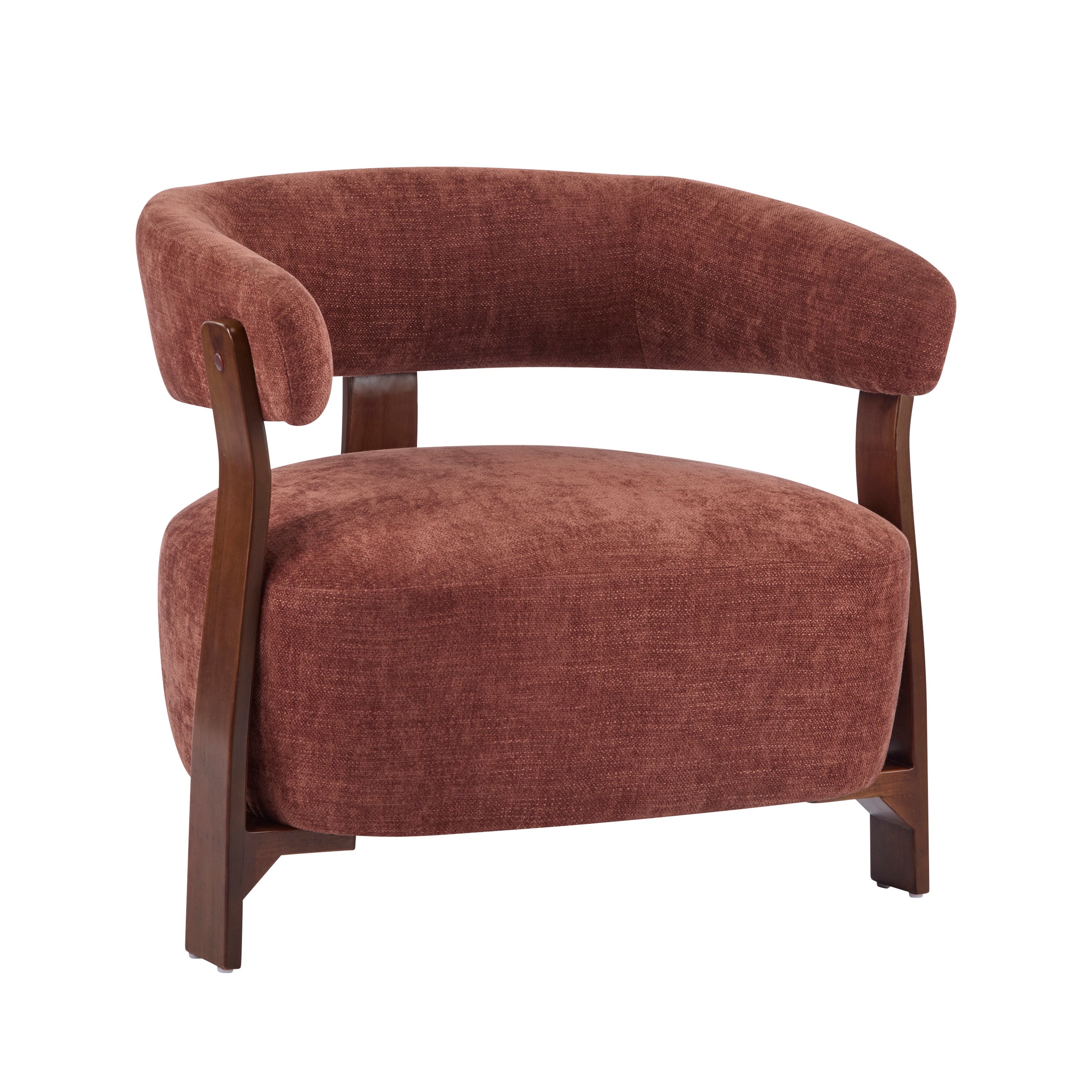 Modern Open-Back Accent Chair with Wooden Frame