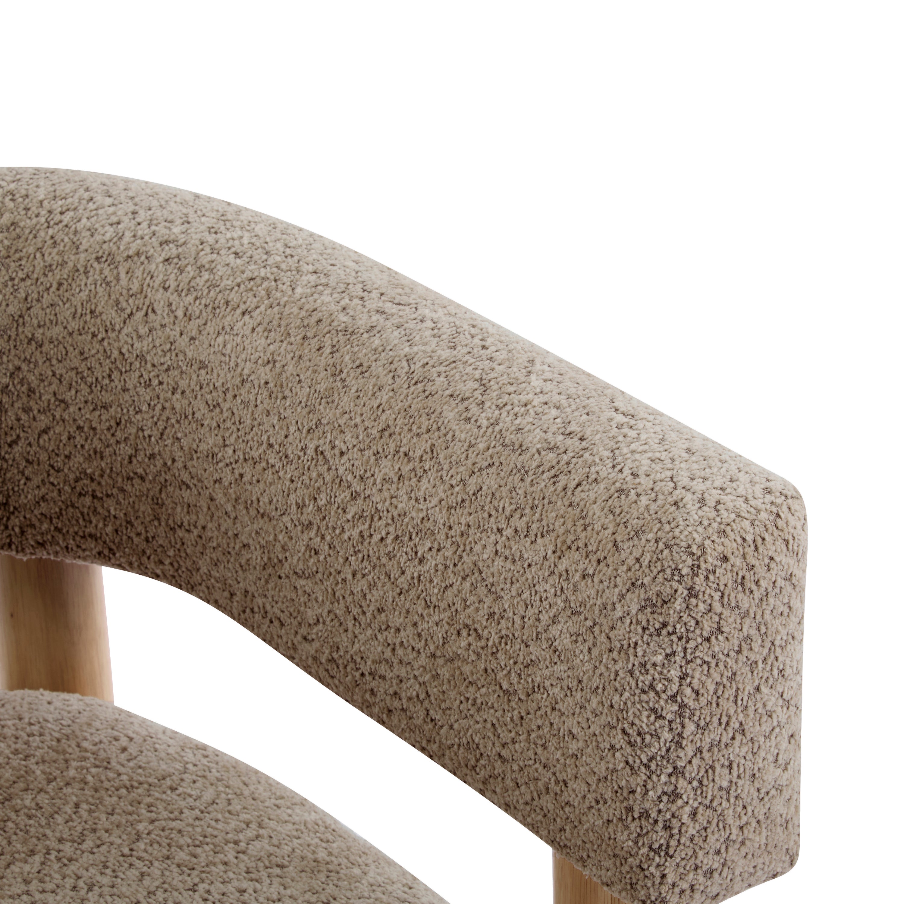 Boucle Upholstered Accent Arm Chair with Modern Wooden Frame