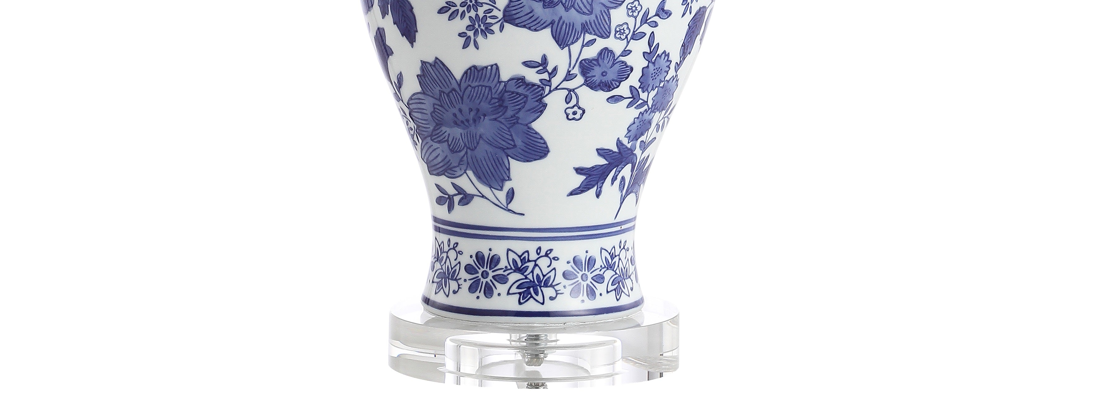 Song Ceramic/Crystal Chinoiserie Floral LED Table Lamp