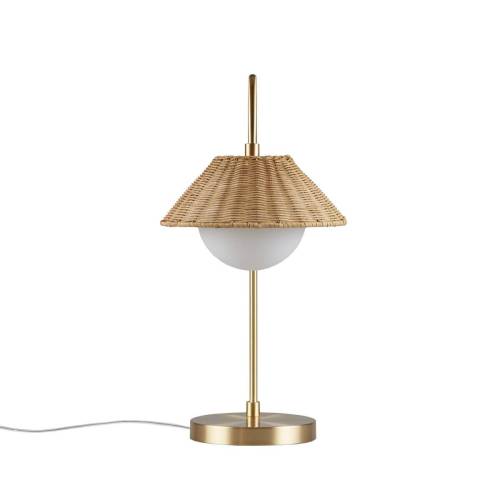 Colander Rattan Weave Shade Table Lamp with Iron Base