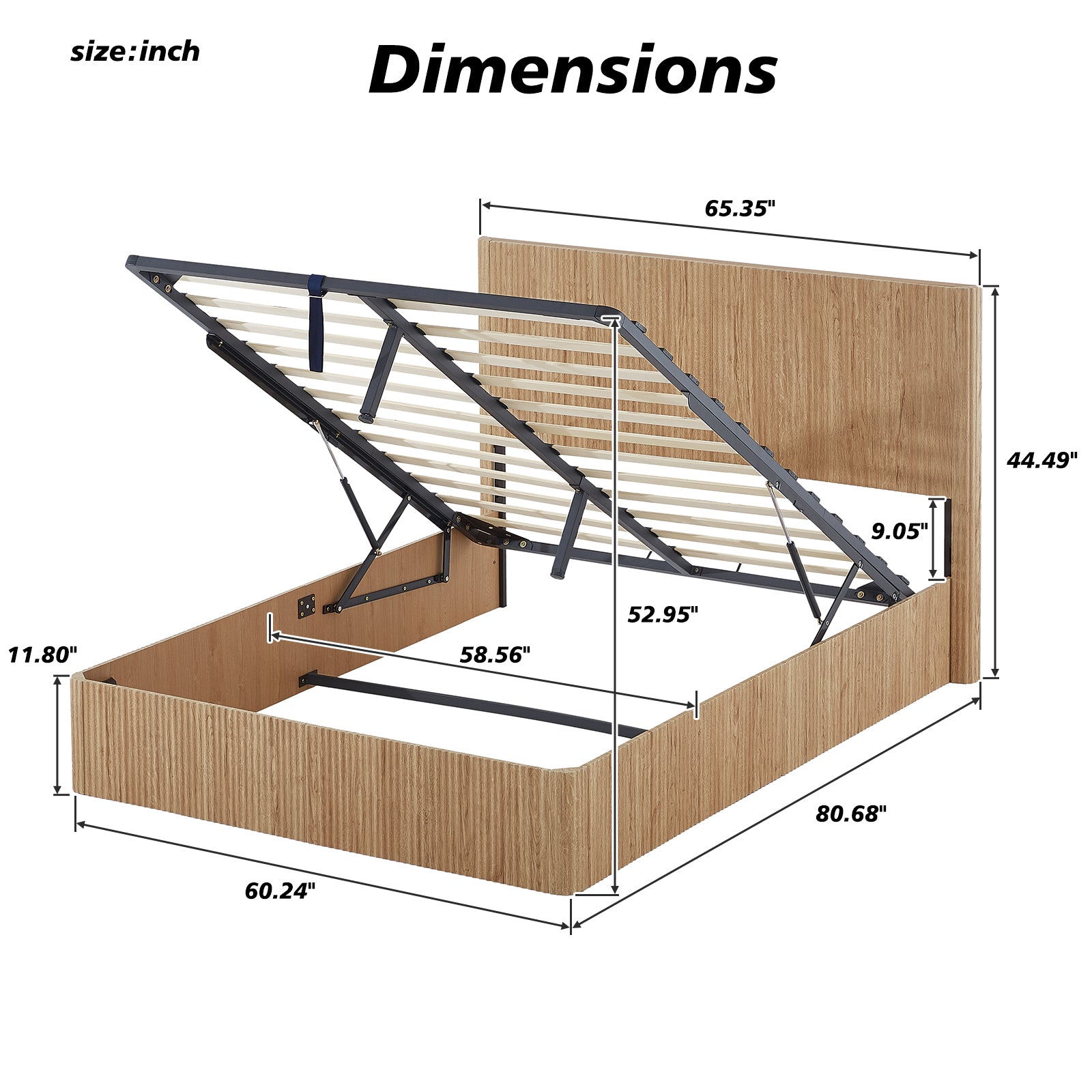 Fluted Lift Up Storage Bed