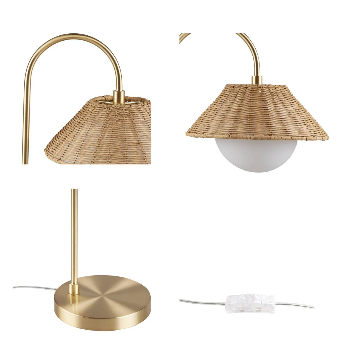Colander Rattan Weave Shade Table Lamp with Iron Base