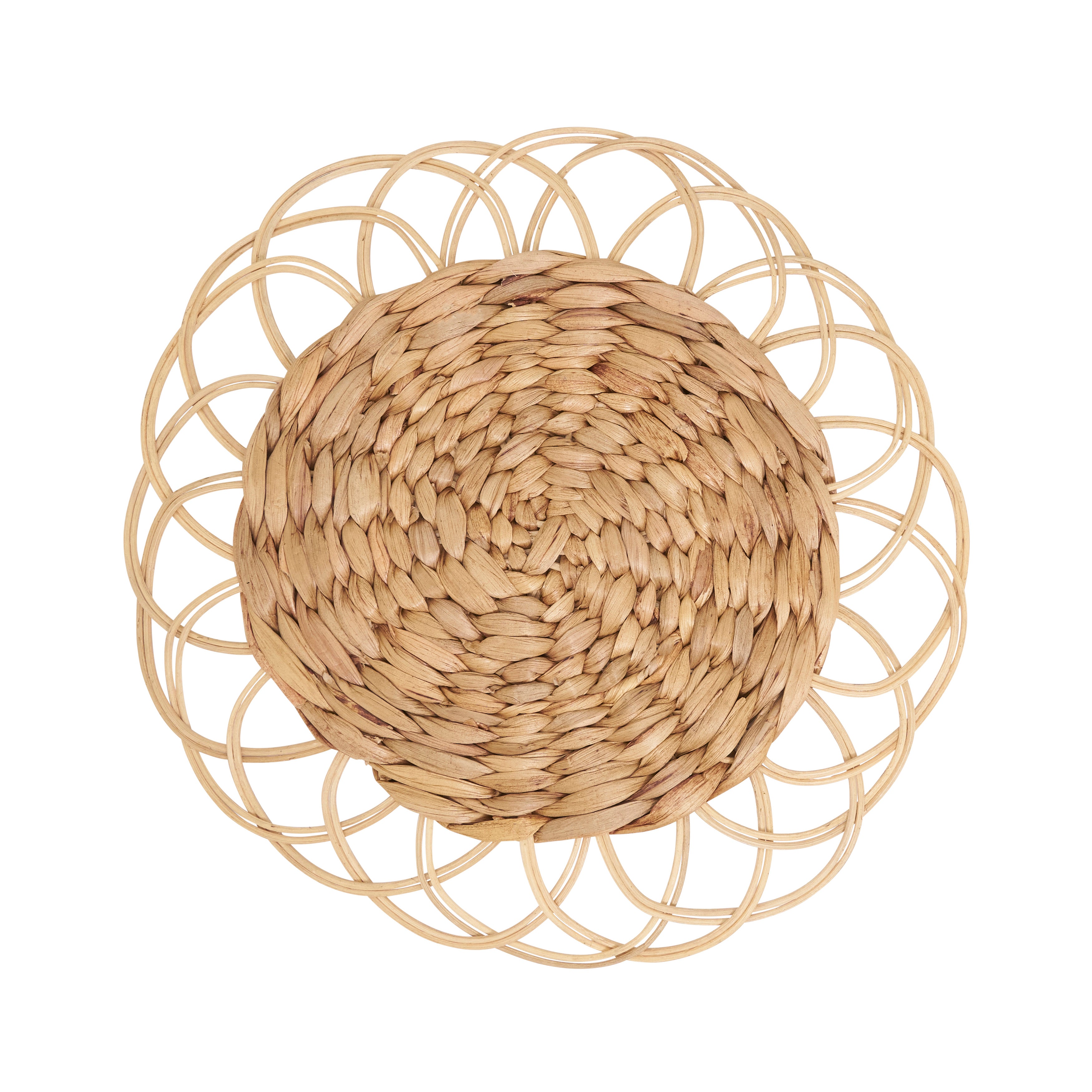 Natural Blend Rattan and Hyacinth Charger, Set of 4