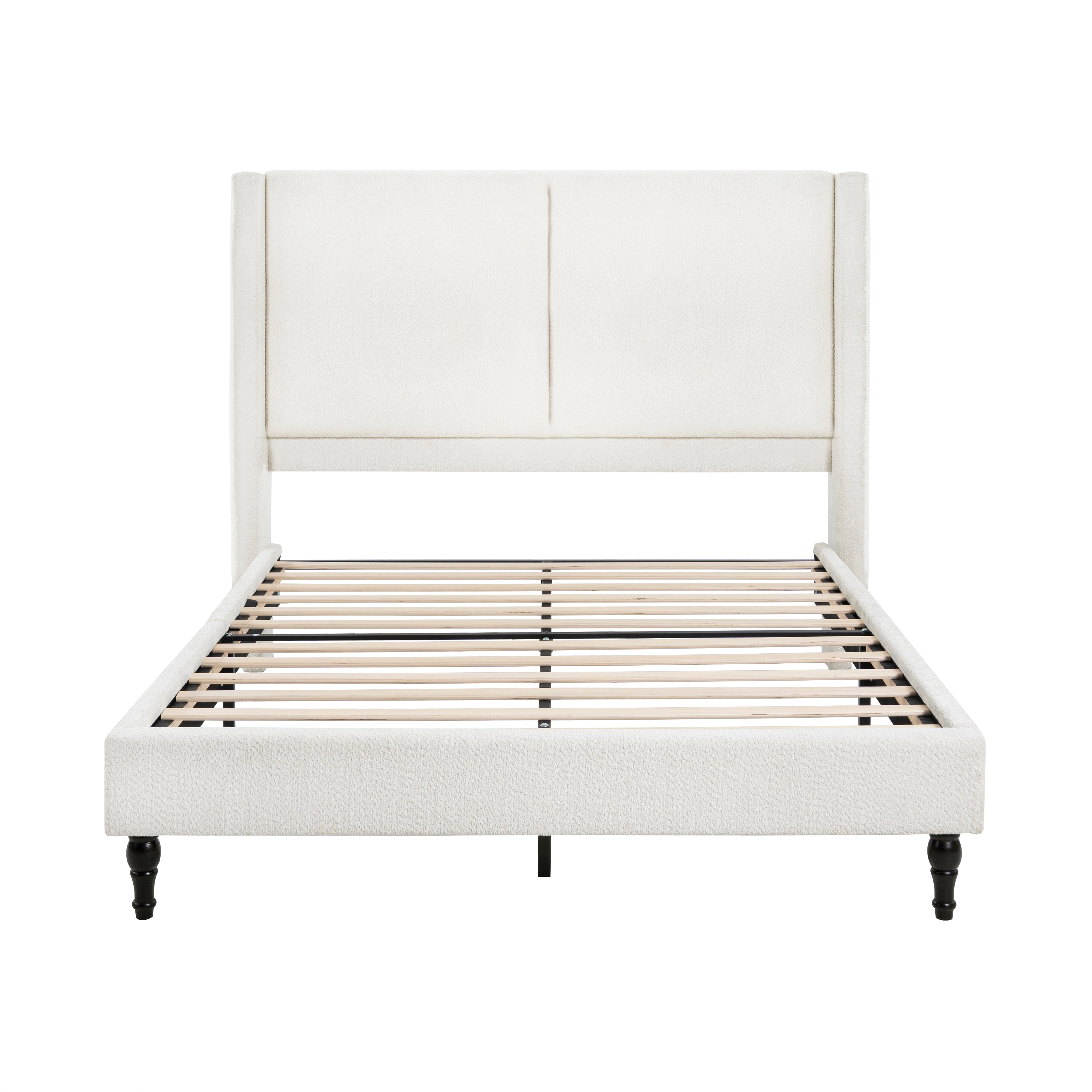 Bed Frame with 55.5"High Back Boucle Upholstered Headboard