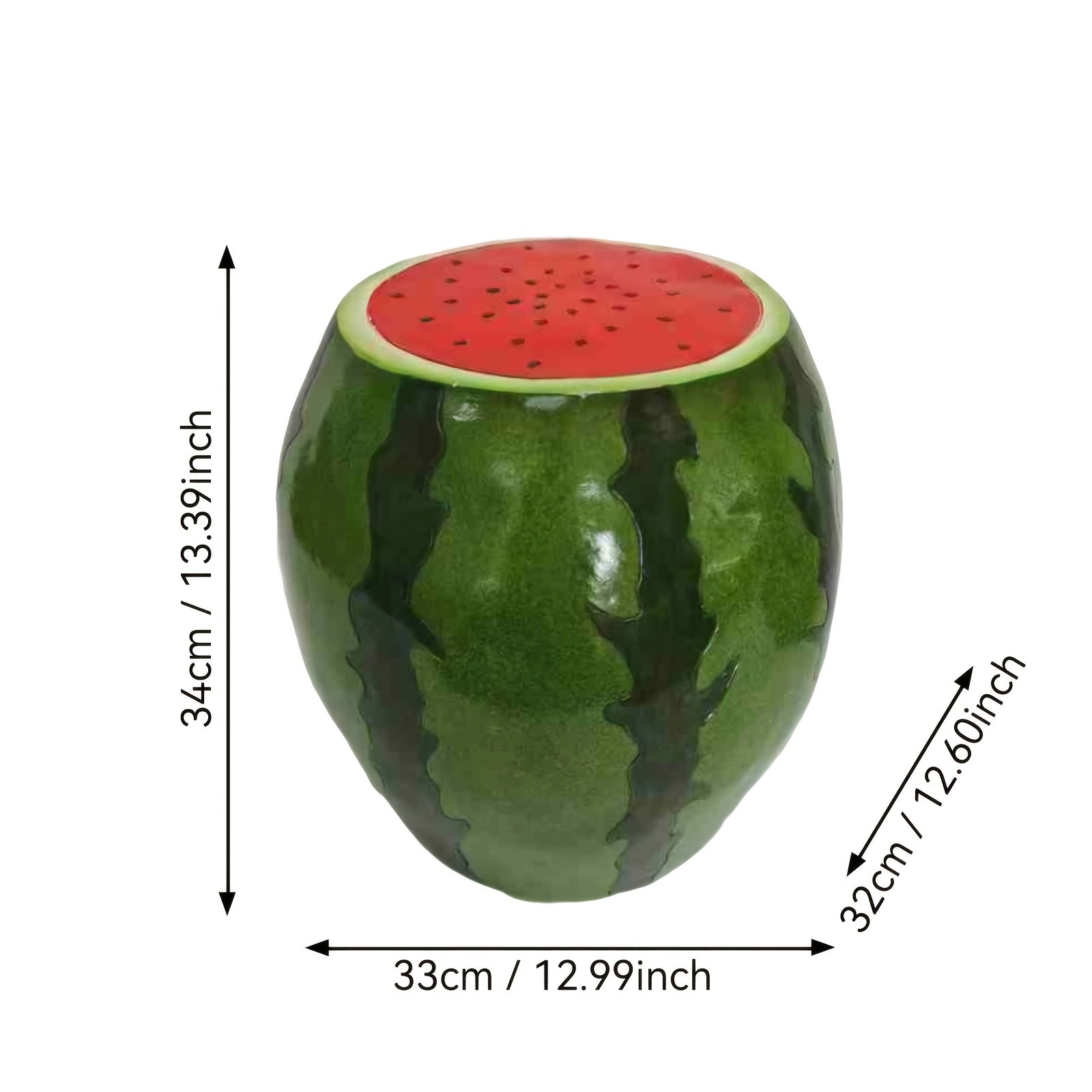 13.4" Watermelon Resin Garden Stool