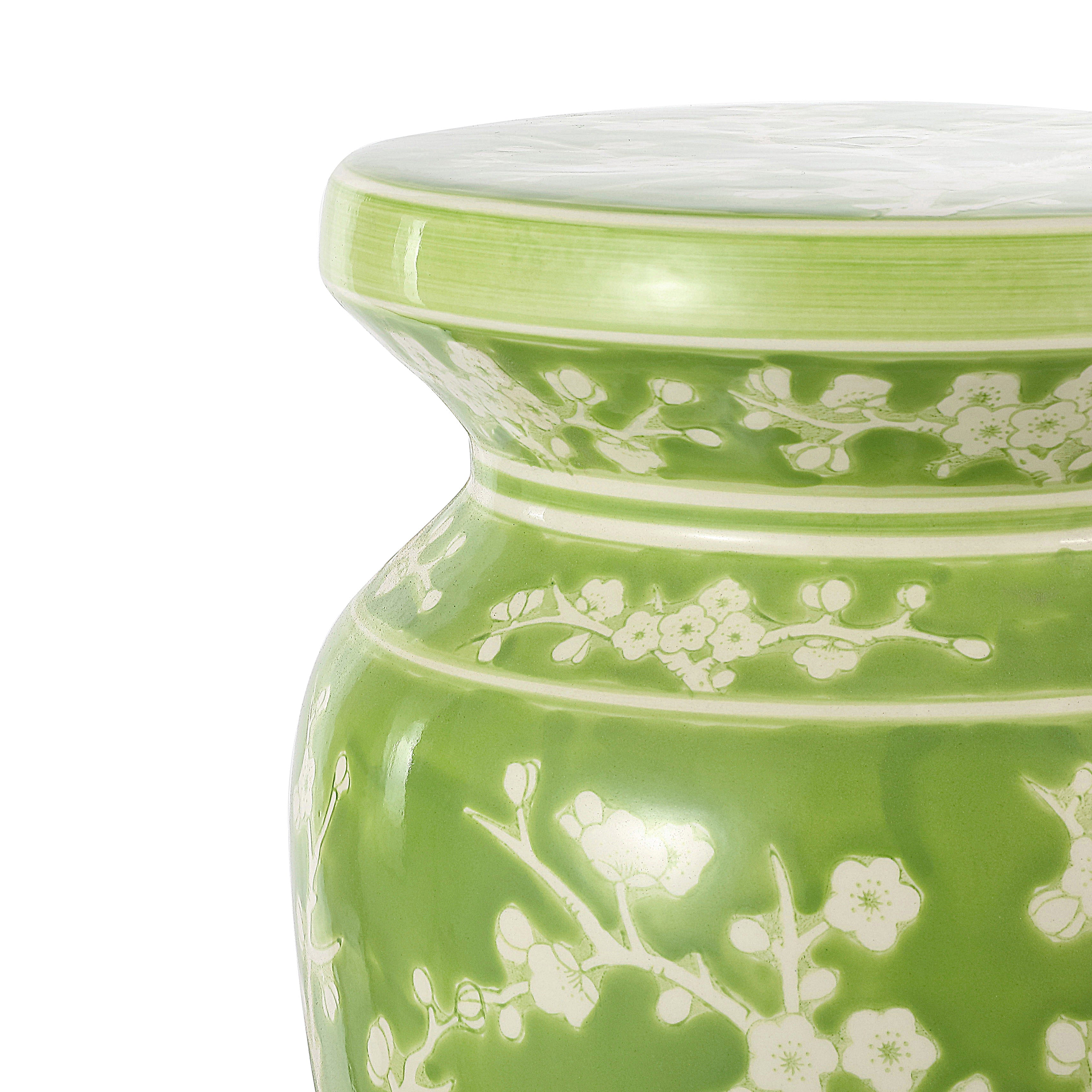 Cherry Blossom 17.75" Ceramic Garden Stool