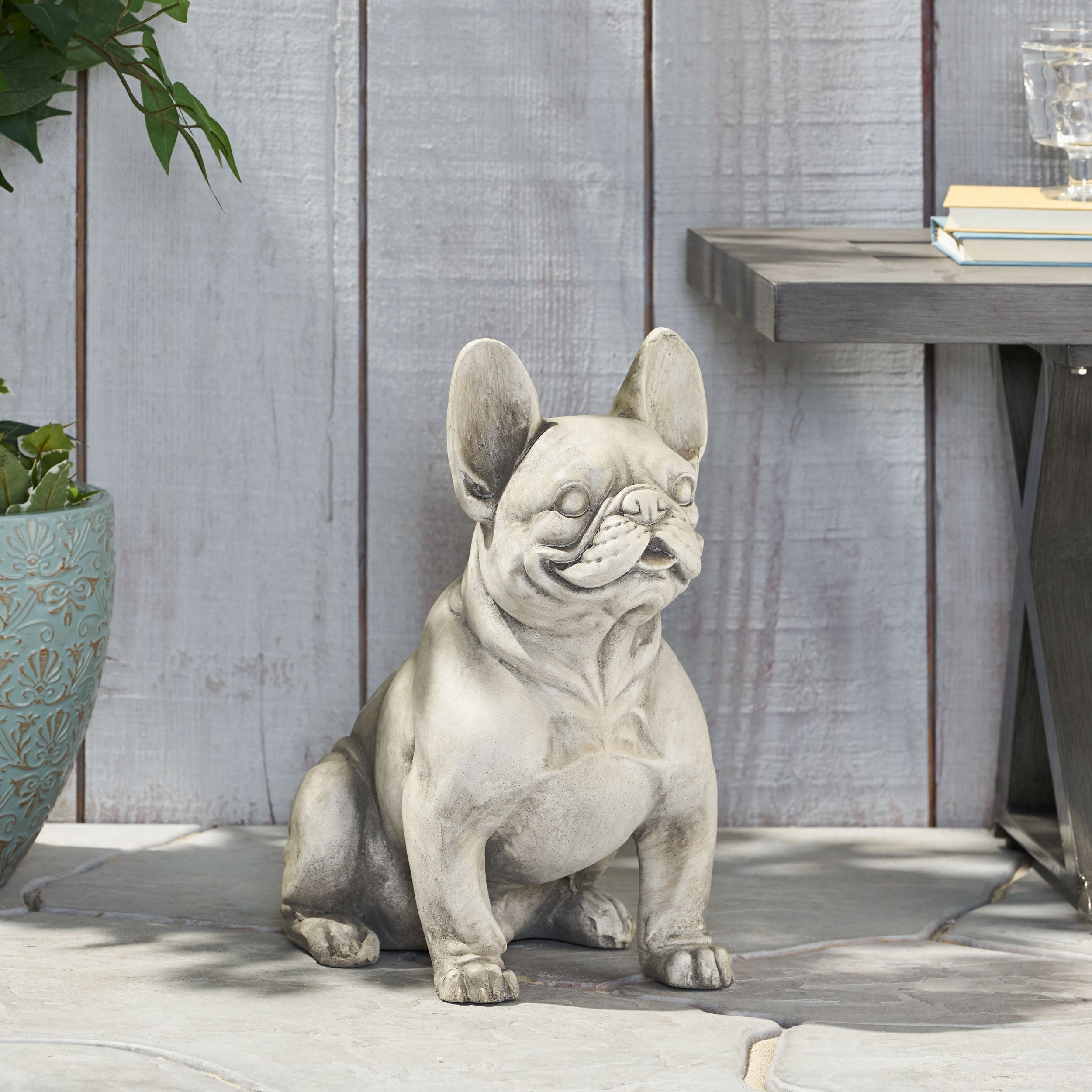Louise Outdoor French Bulldog Garden Statue