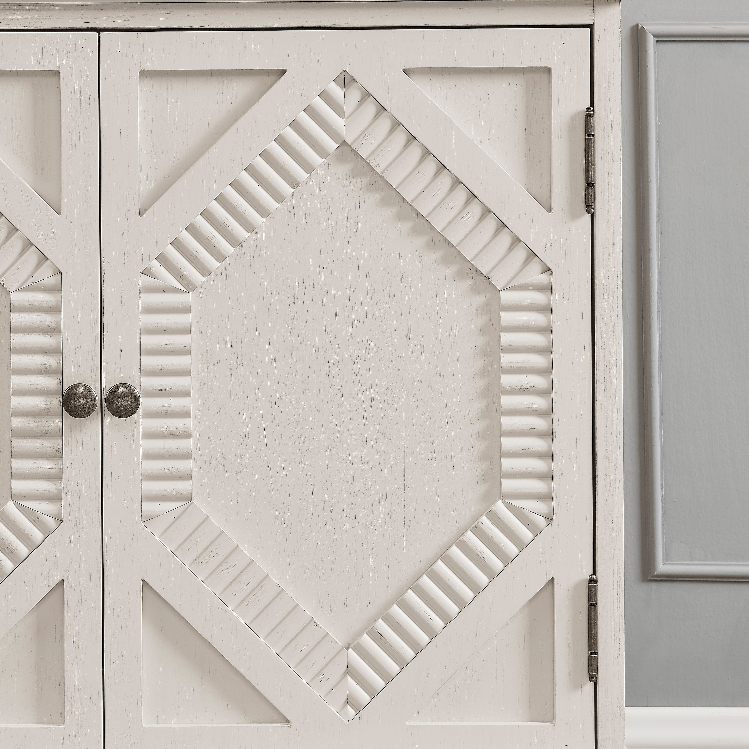 Mid Century Modern Geometric Accent Cabinet with Storage - 65.2"