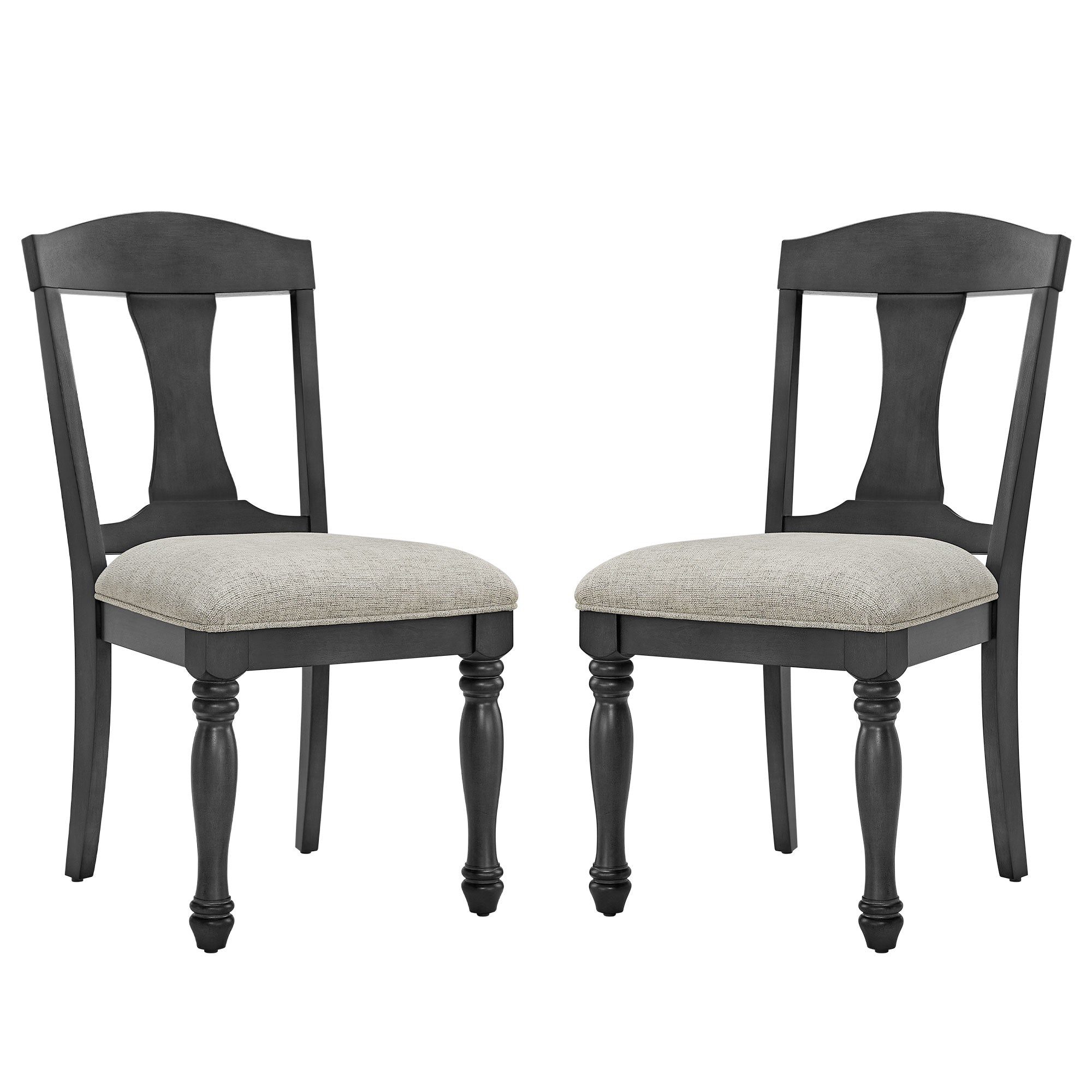 Wooden Frame Upholstered Dining Chairs, Set of 2