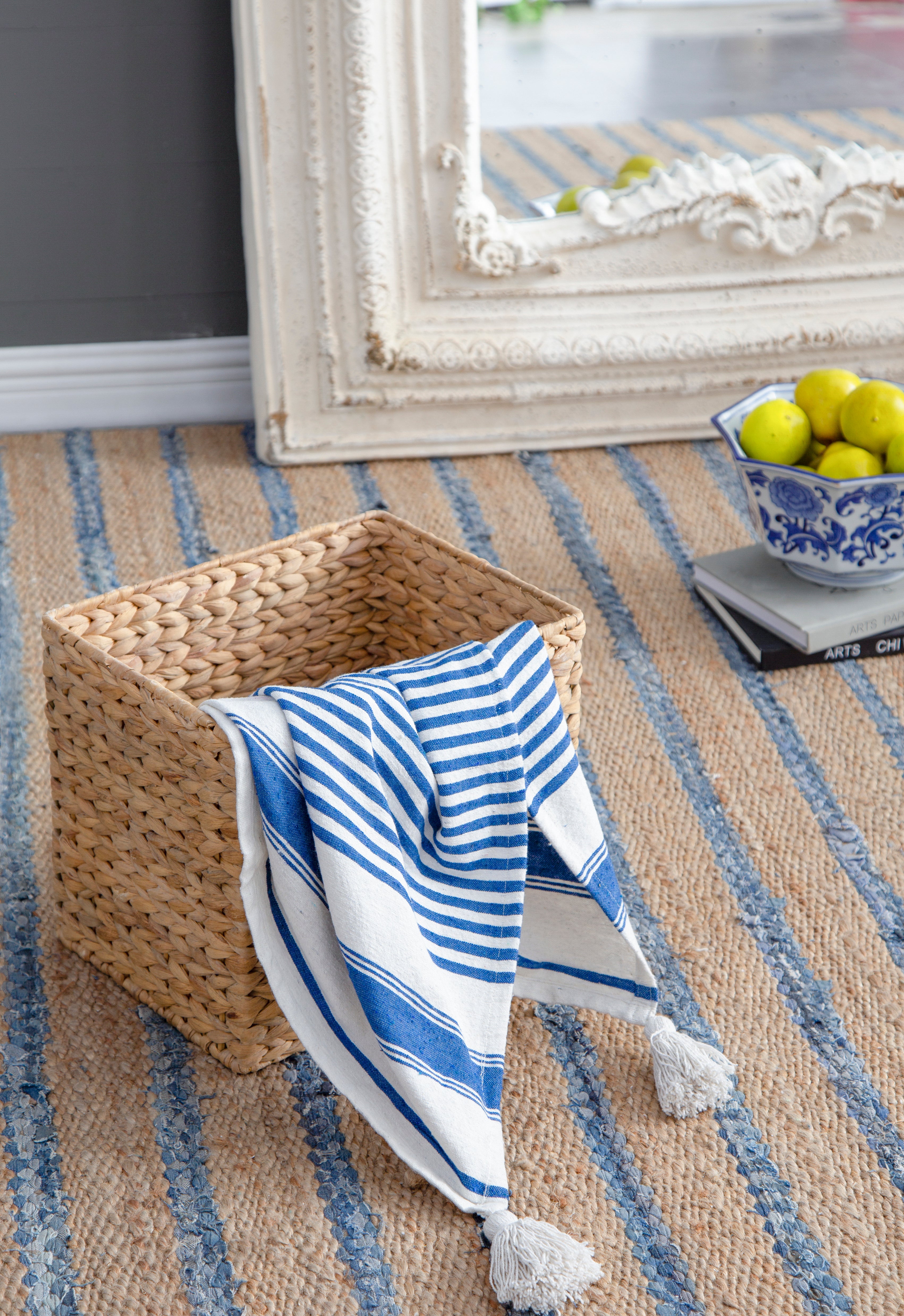 50x60' Brighton Blue Striped Throw Blanket, 2 Pack
