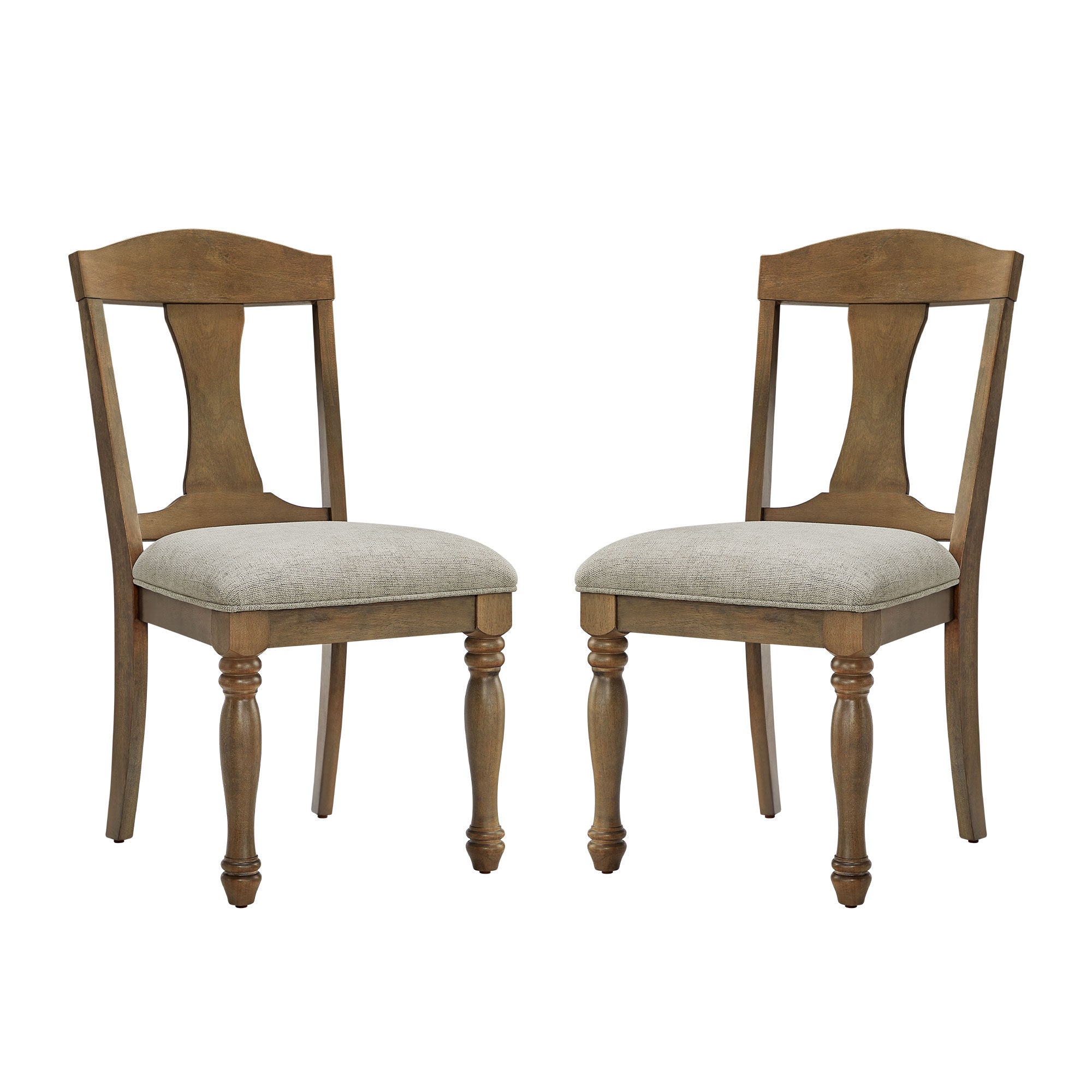 Wooden Frame Upholstered Dining Chairs, Set of 2