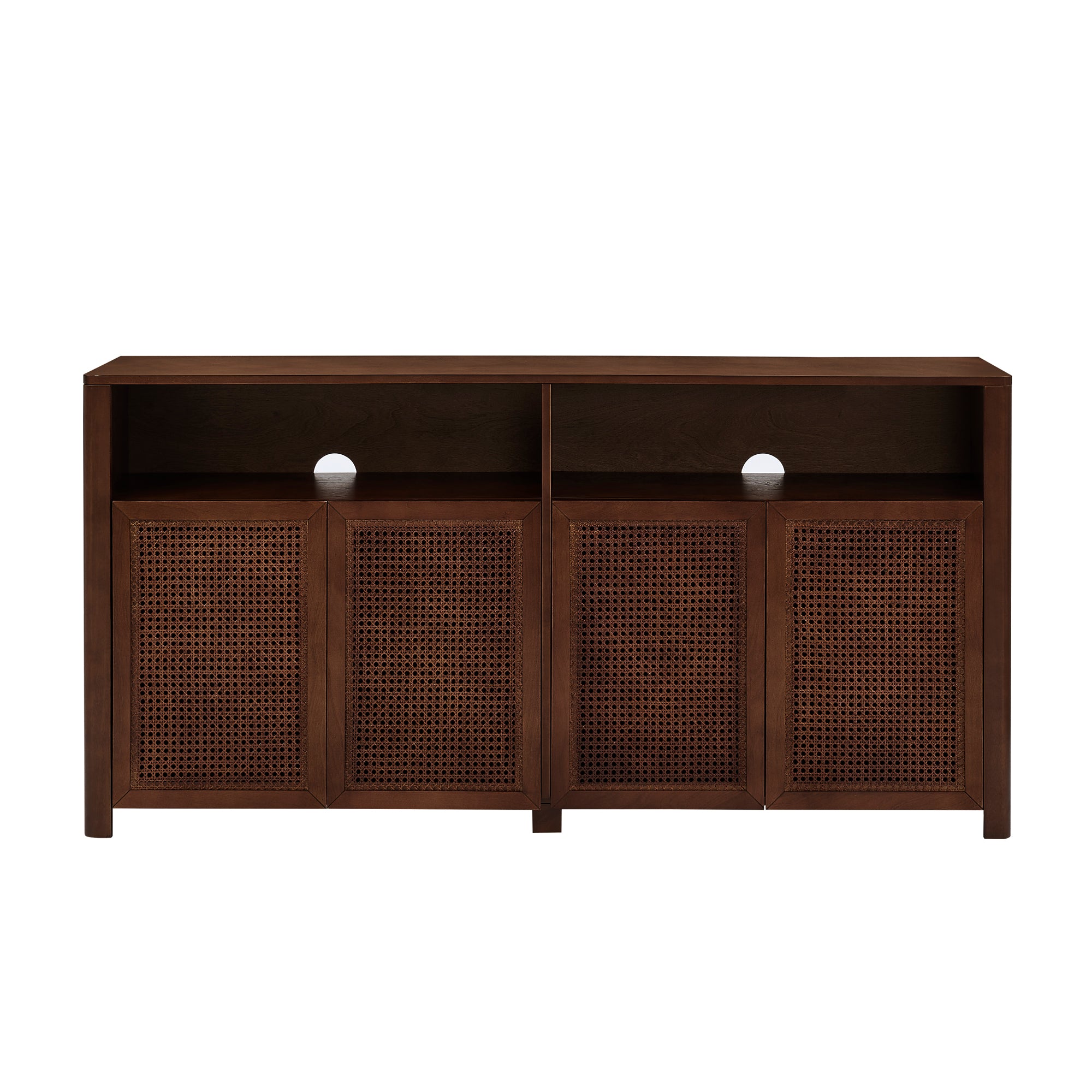 63" Mid-Century Modern Rattan Sideboard Buffet Storage Cabinet