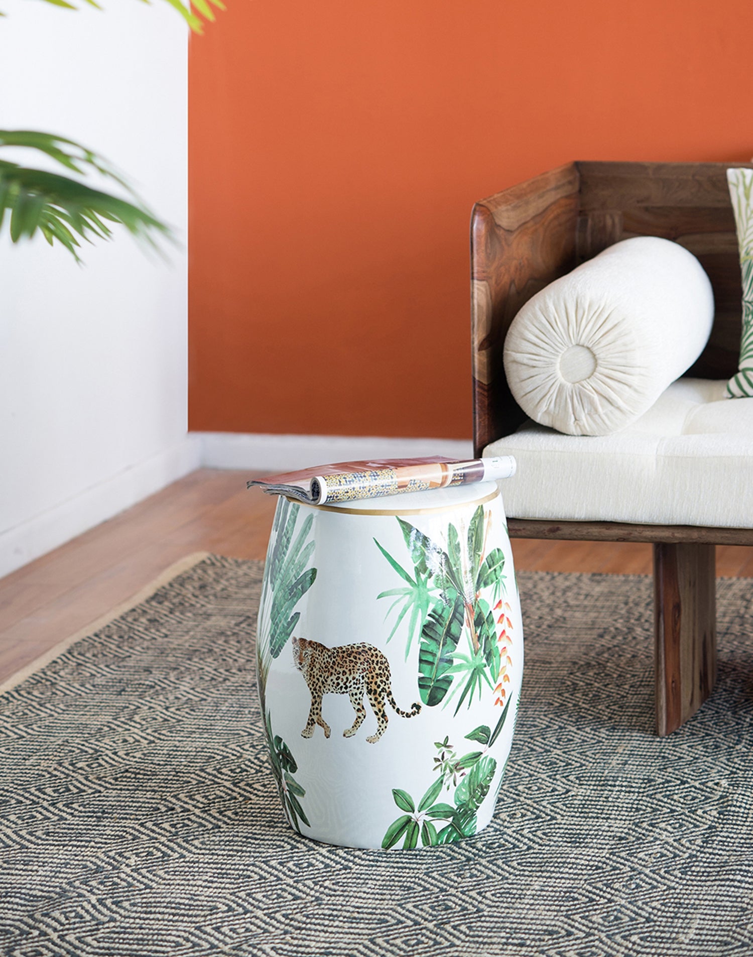 Jungle Ceramic Accent Garden Stool