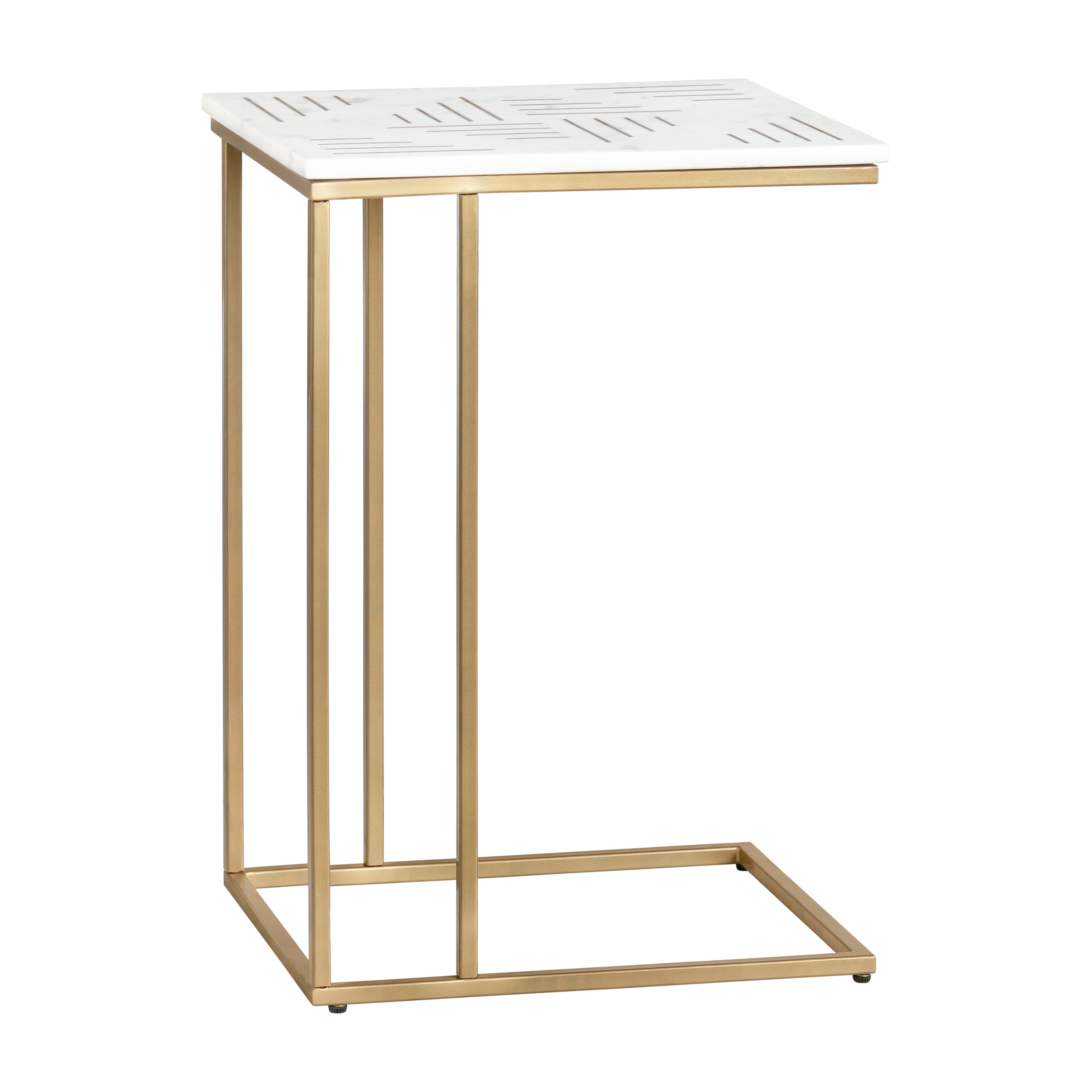 Rectangle White Marble Accent End Table
