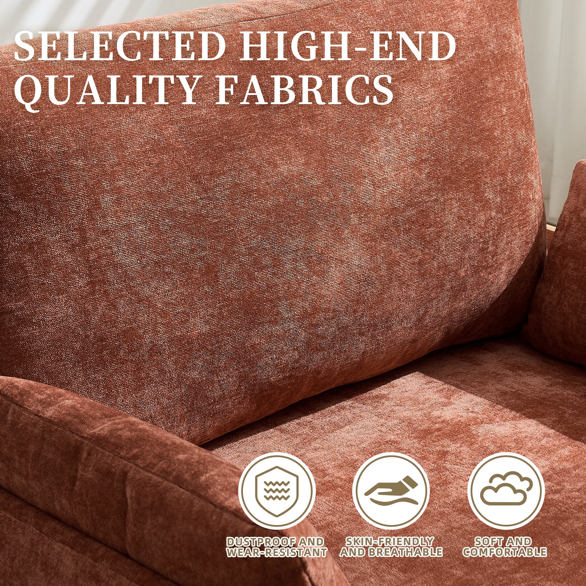 Mid-Century Modern Chenille Foldable Sofa Bed Recliner